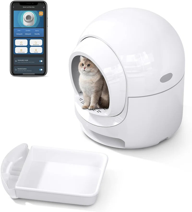 Self-Cleaning Cat Litter Box, 85L Extra Large Automatic Cat Litter Box with App Control, Smart Cat Litter Box with Safety Protection,Odor-Removal&Weight Monitoring, for Multiple Cats.