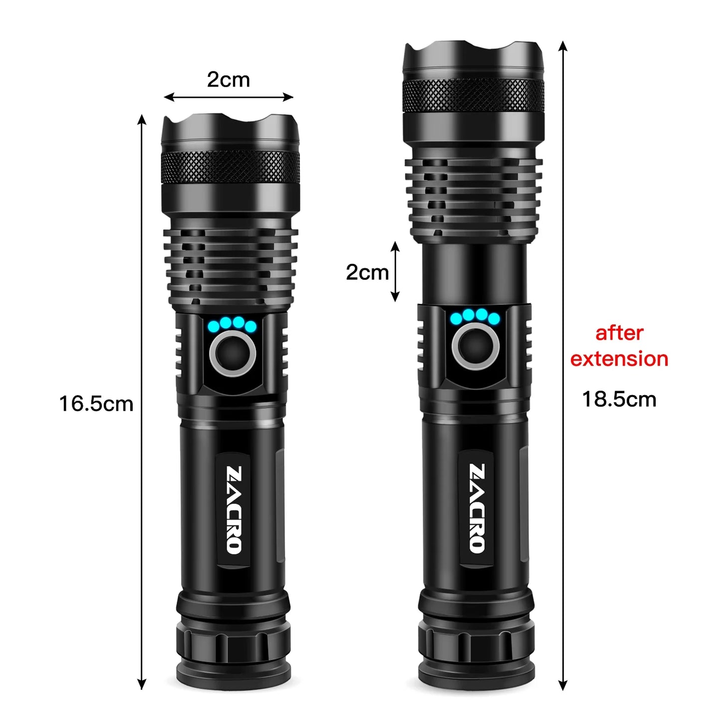 90,000 Lumens Rechargeable LED Tactical Flashlight - Super Bright, Zoomable Torch for Home, Camping & Emergency Use