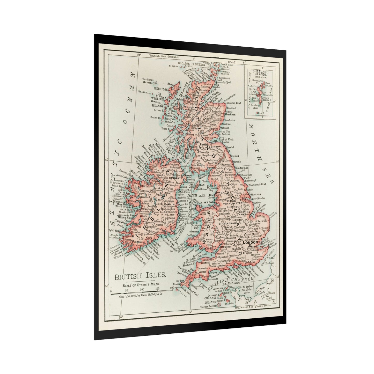 Vintage Map Poster - British Isles - Rolled Poster