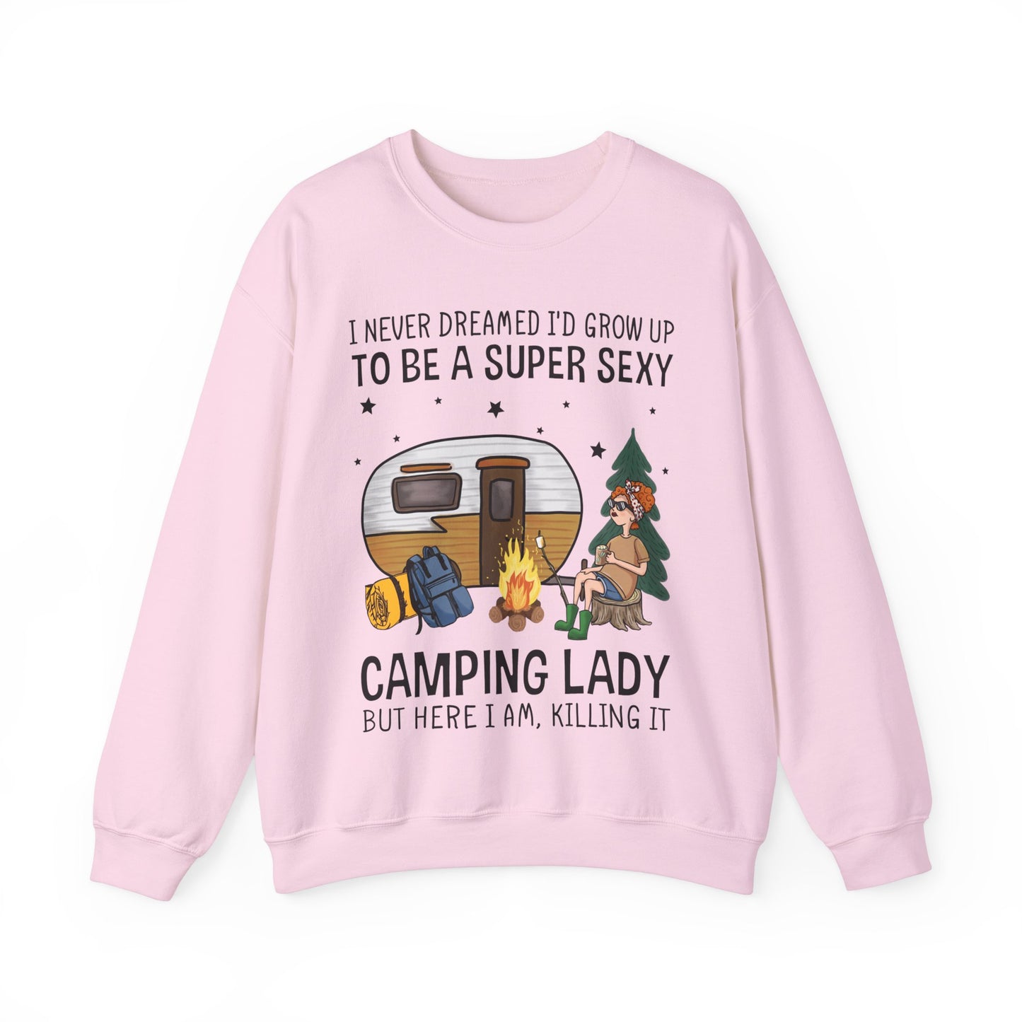 Super Sexy Camping Lady - Heavy Blend™ Crewneck Sweatshirt