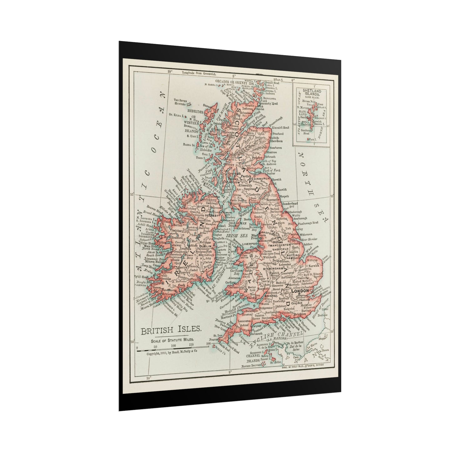 Vintage Map Poster - British Isles - Rolled Poster