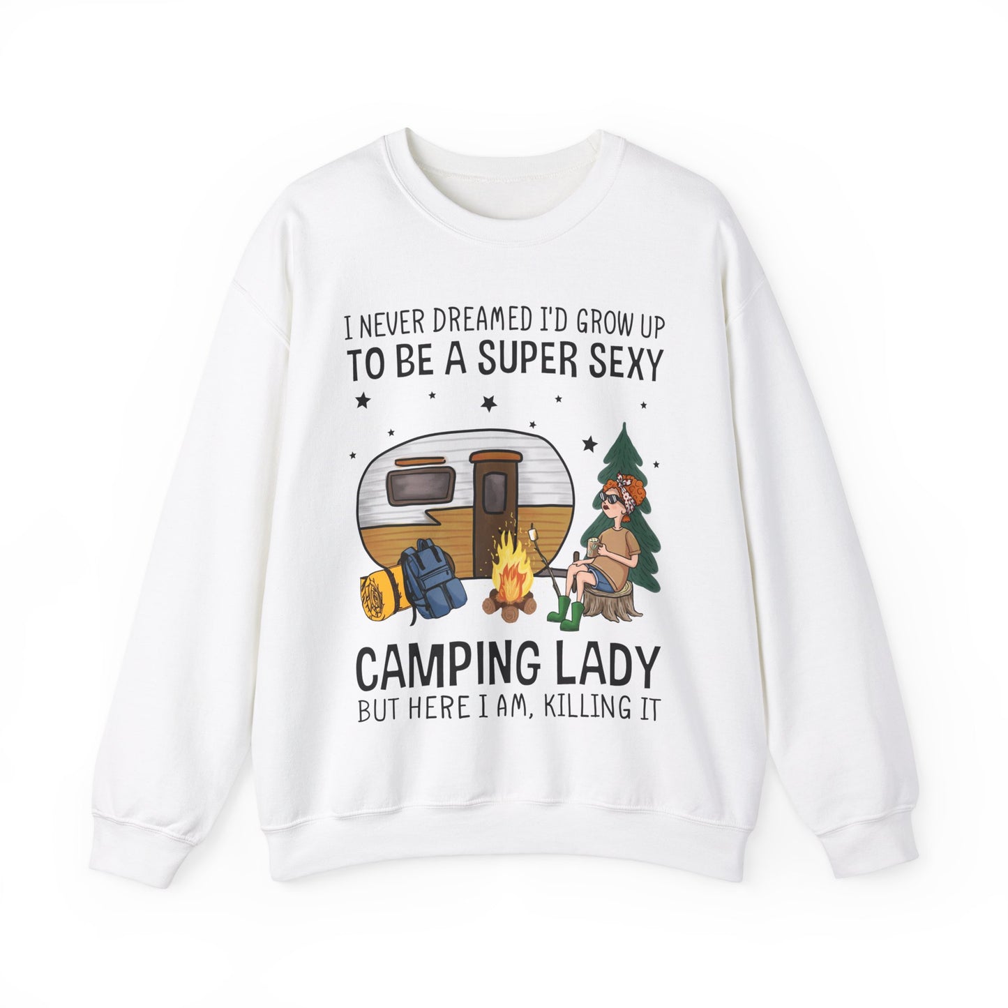 Super Sexy Camping Lady - Heavy Blend™ Crewneck Sweatshirt