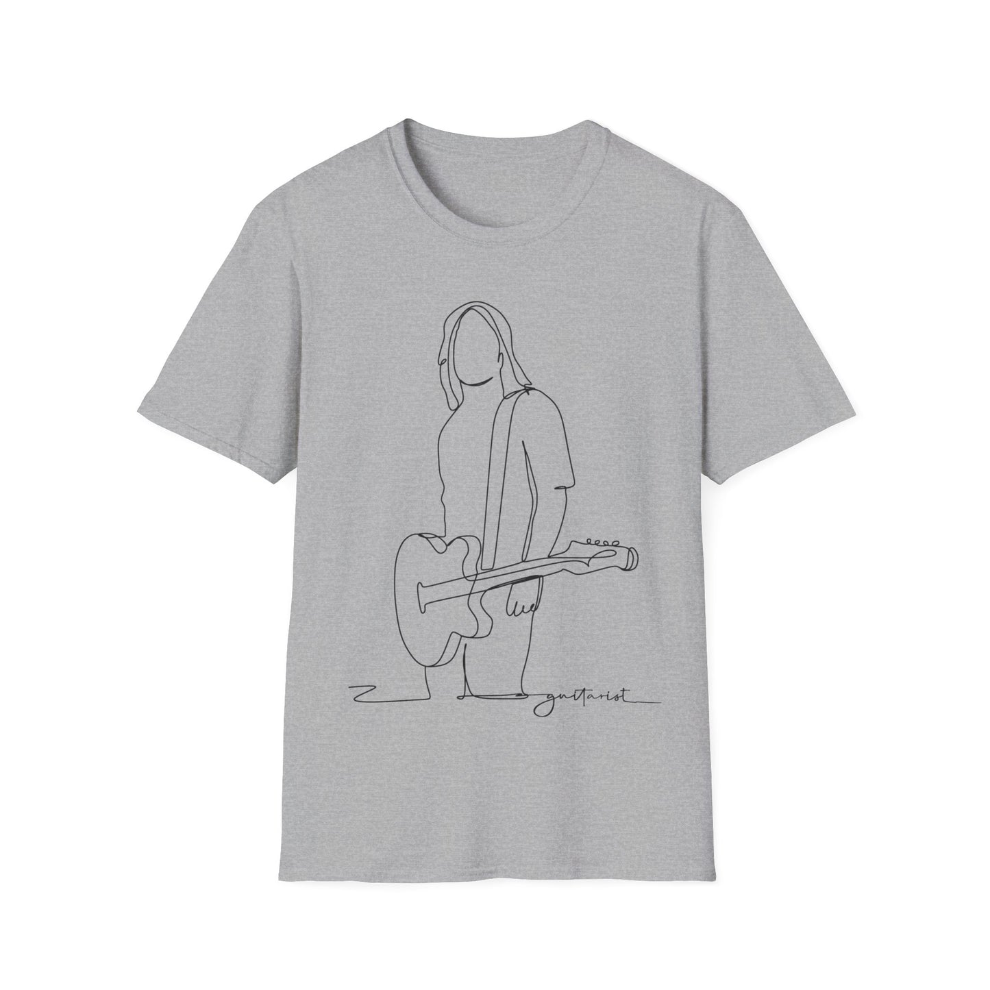 Guitarist Line Drawing - Softstyle T-Shirt