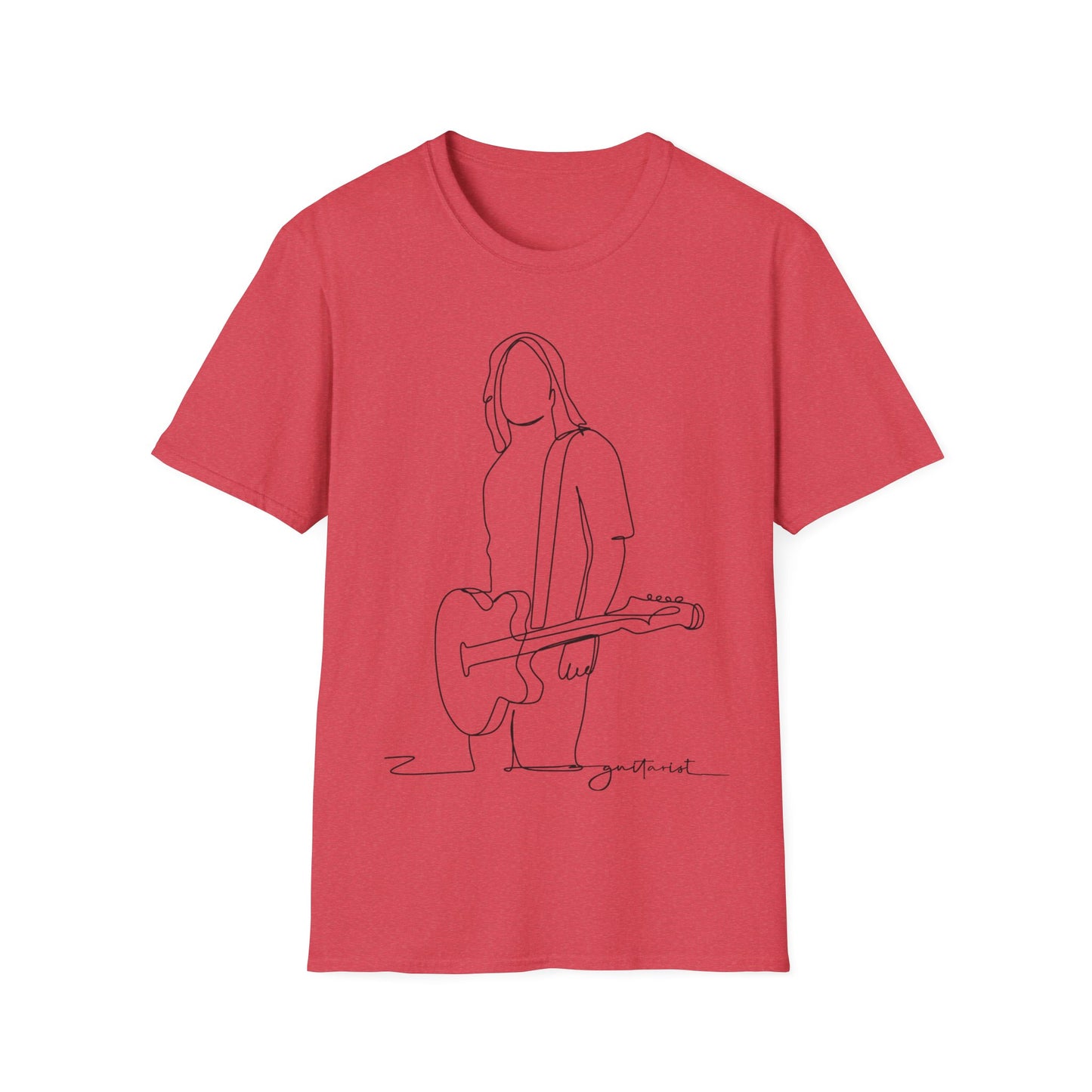 Guitarist Line Drawing - Softstyle T-Shirt