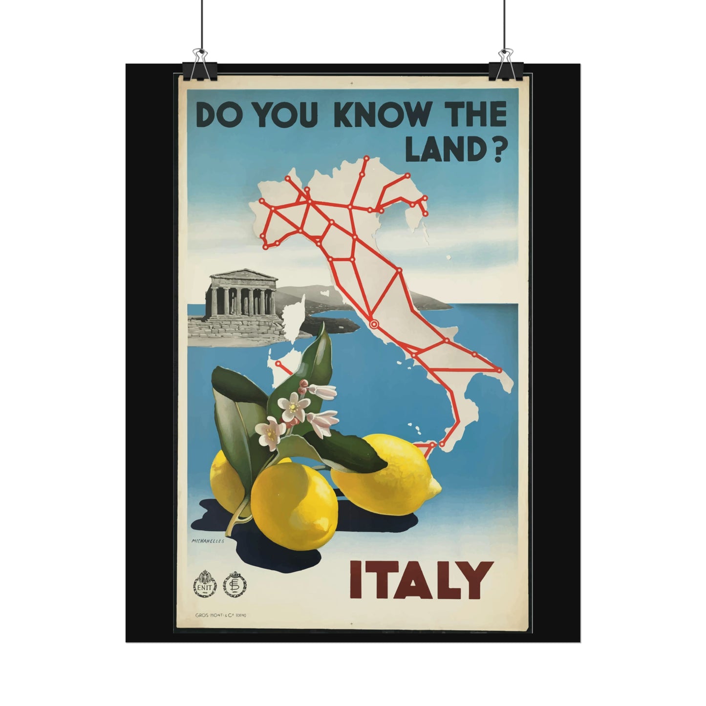 Vintage Travel Poster - Italy - Rolled Poster