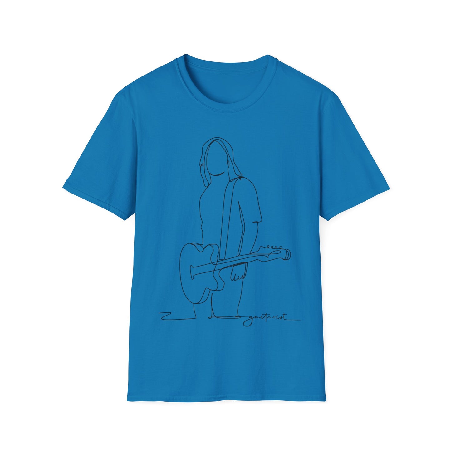 Guitarist Line Drawing - Softstyle T-Shirt