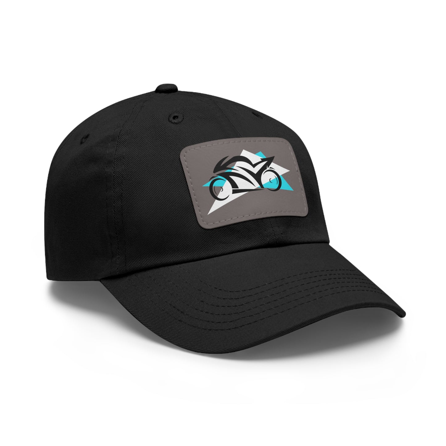 Black Sportbike - Hat with Rectangle Leather Patch