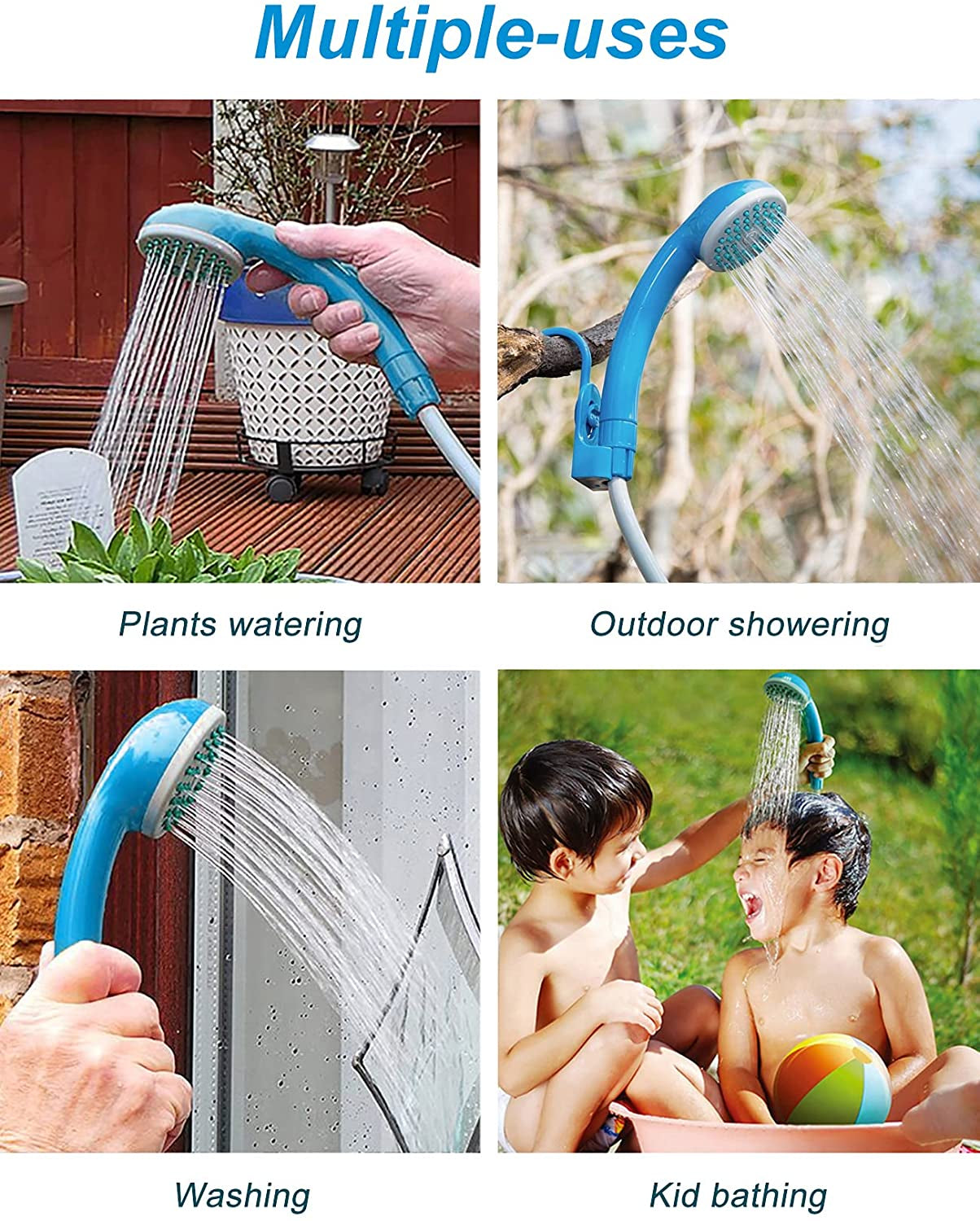 Portable Electric Camping Shower - Rechargeable Battery-Powered Outdoor Camp Shower Pump