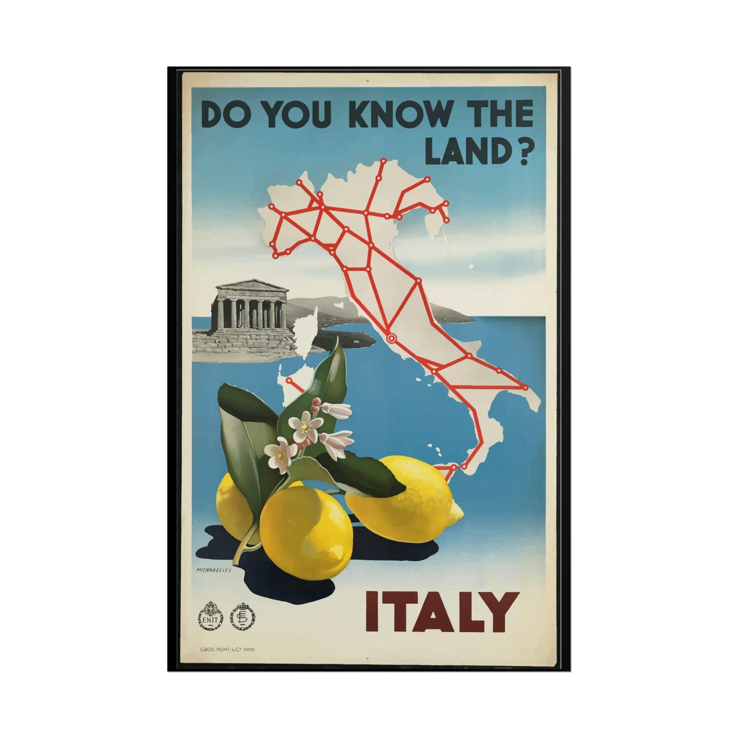 Vintage Travel Poster - Italy - Rolled Poster