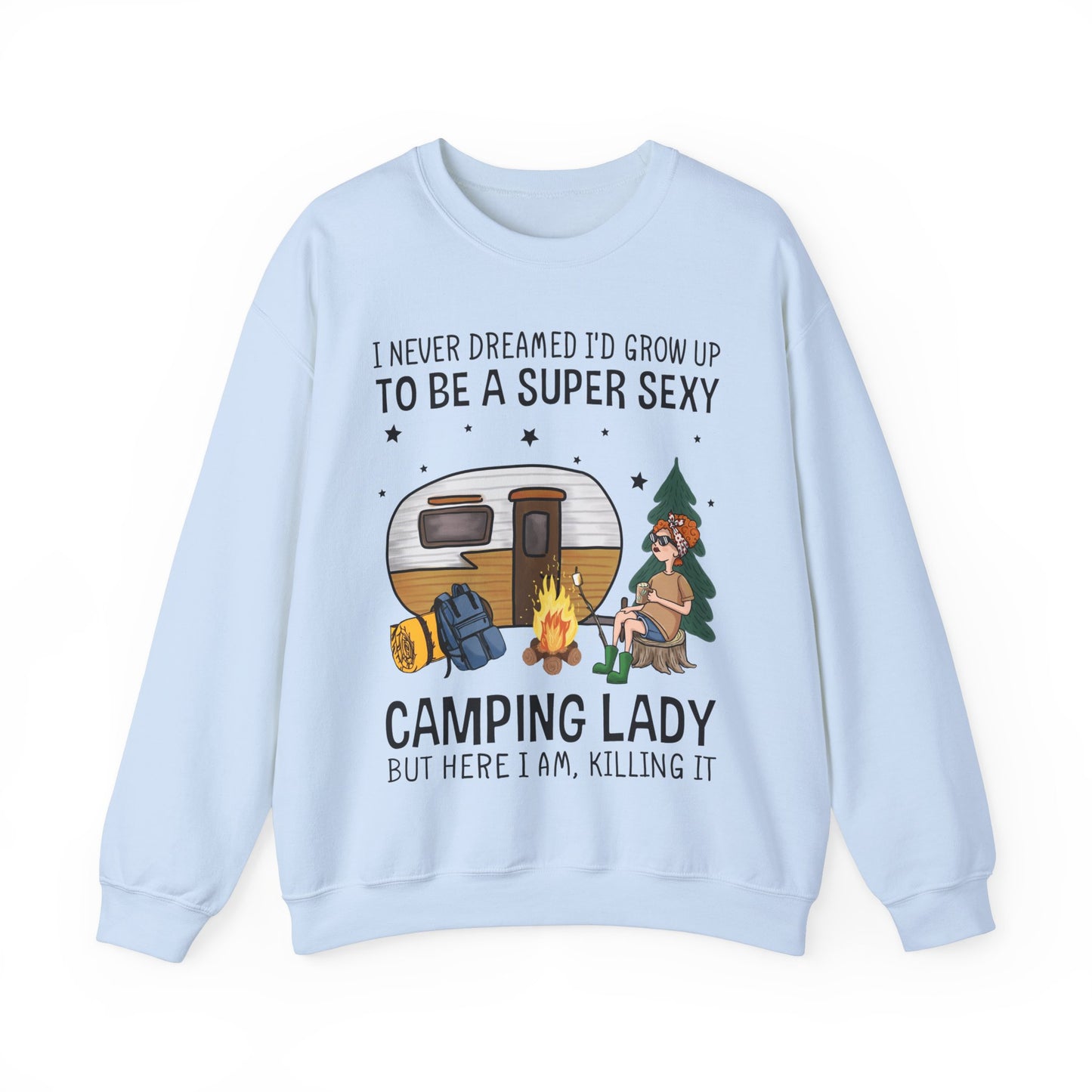 Super Sexy Camping Lady - Heavy Blend™ Crewneck Sweatshirt