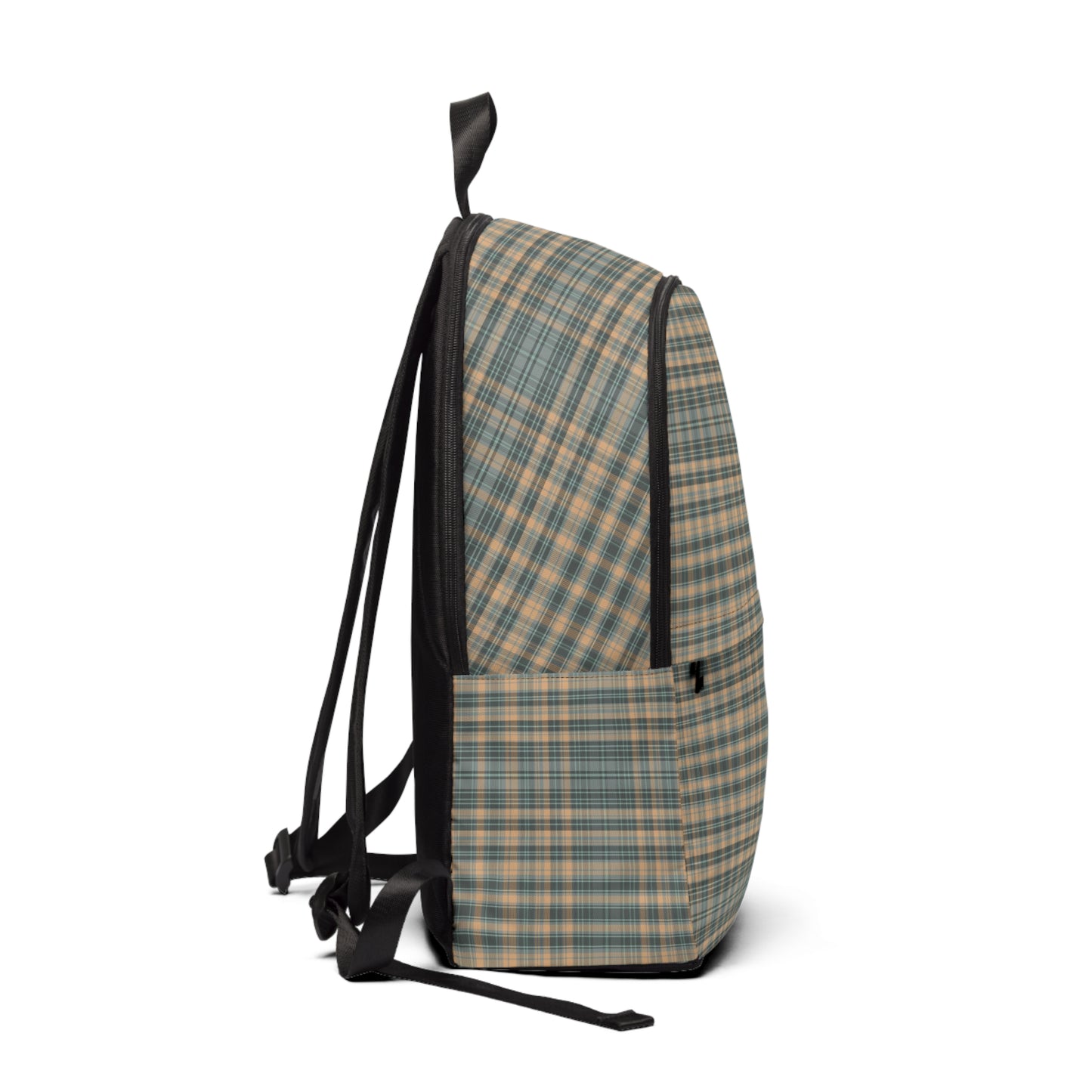 Blue and Tan Plaid- Fabric Backpack