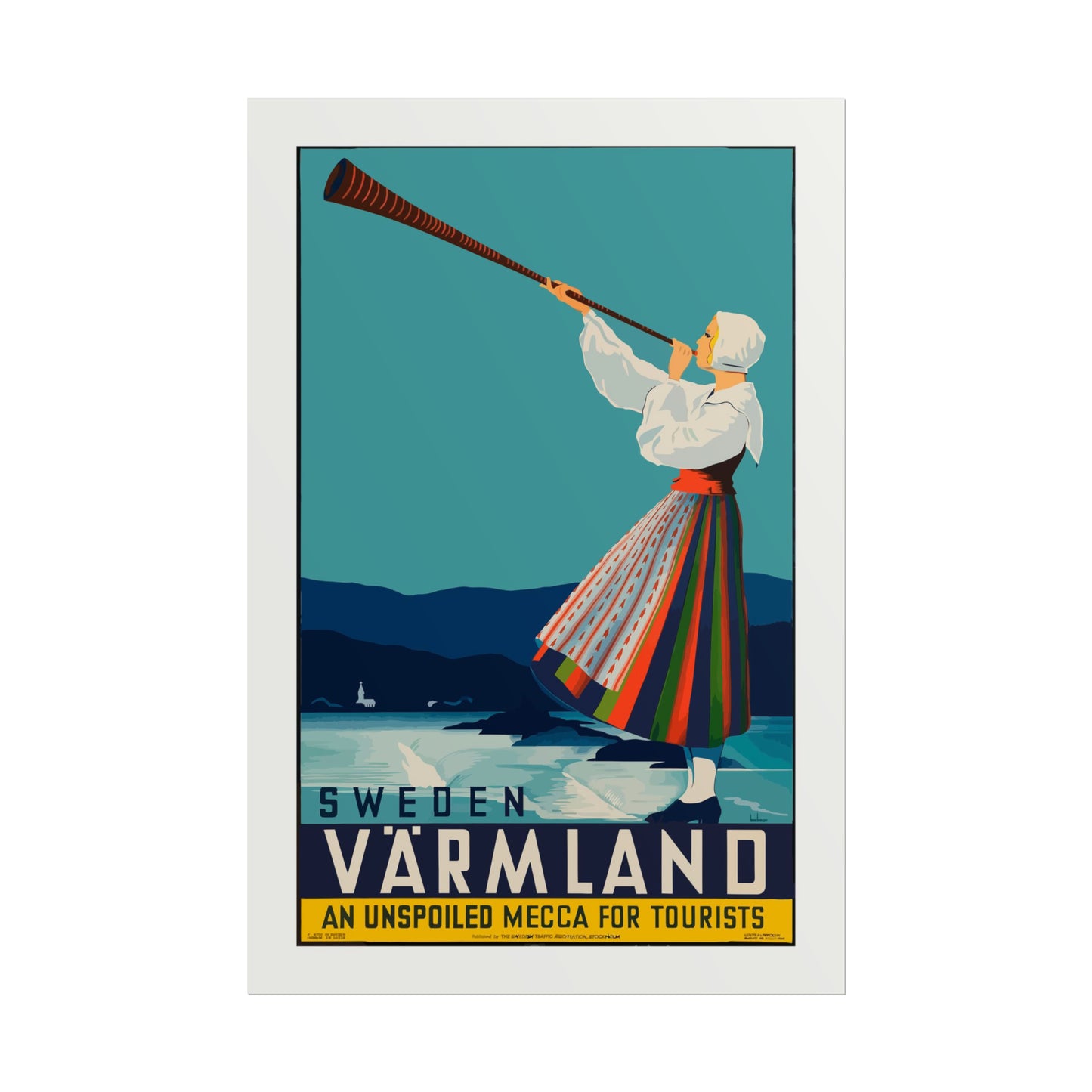 Vintage Travel Poster - Sweden - Rolled Poster