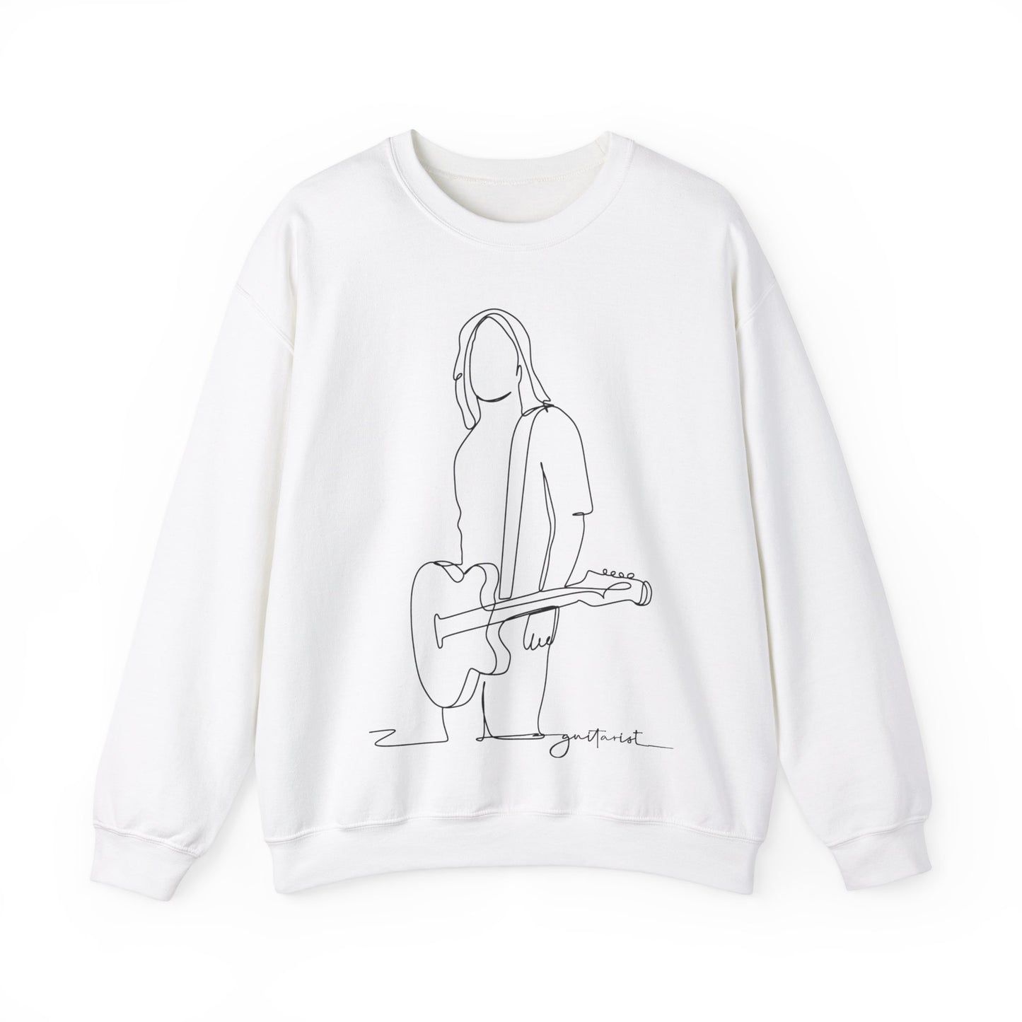 Guitarist Line Drawing - Heavy Blend™ Crewneck Sweatshirt