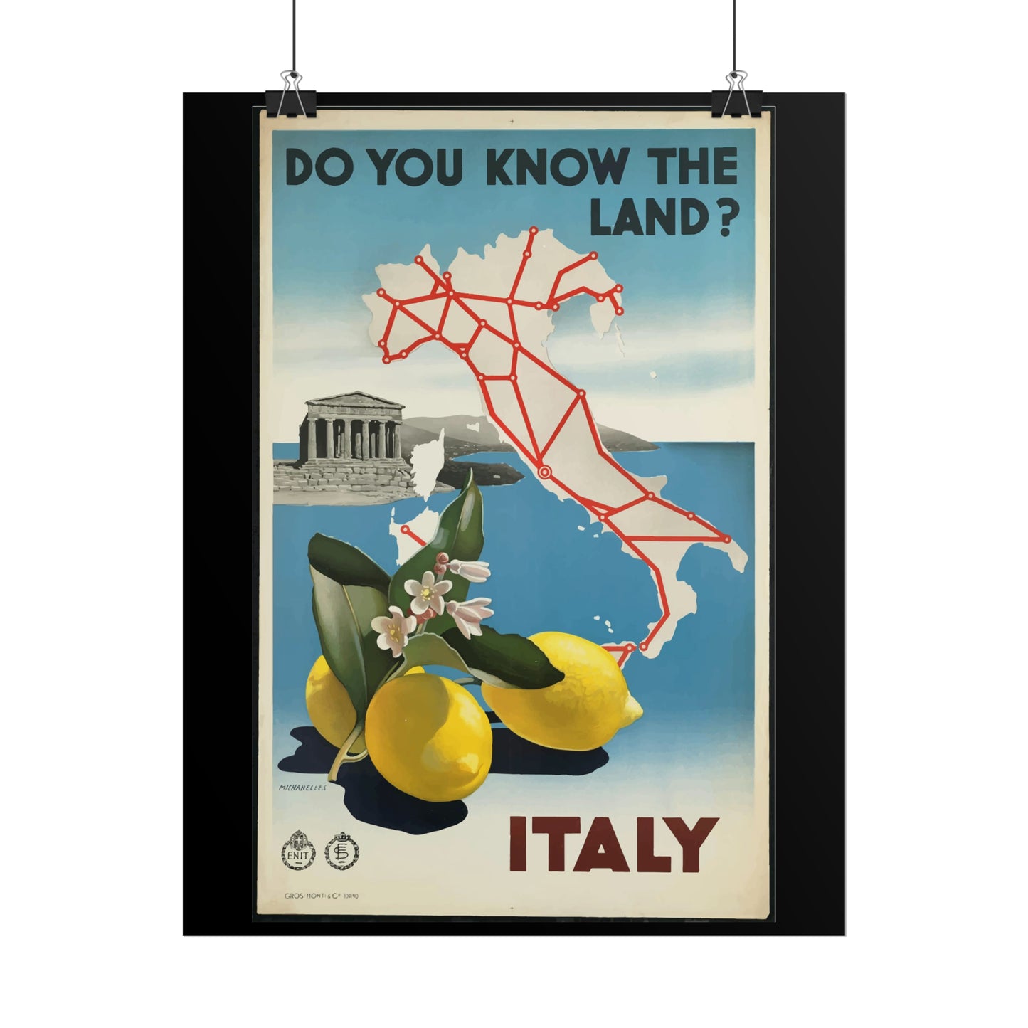 Vintage Travel Poster - Italy - Rolled Poster