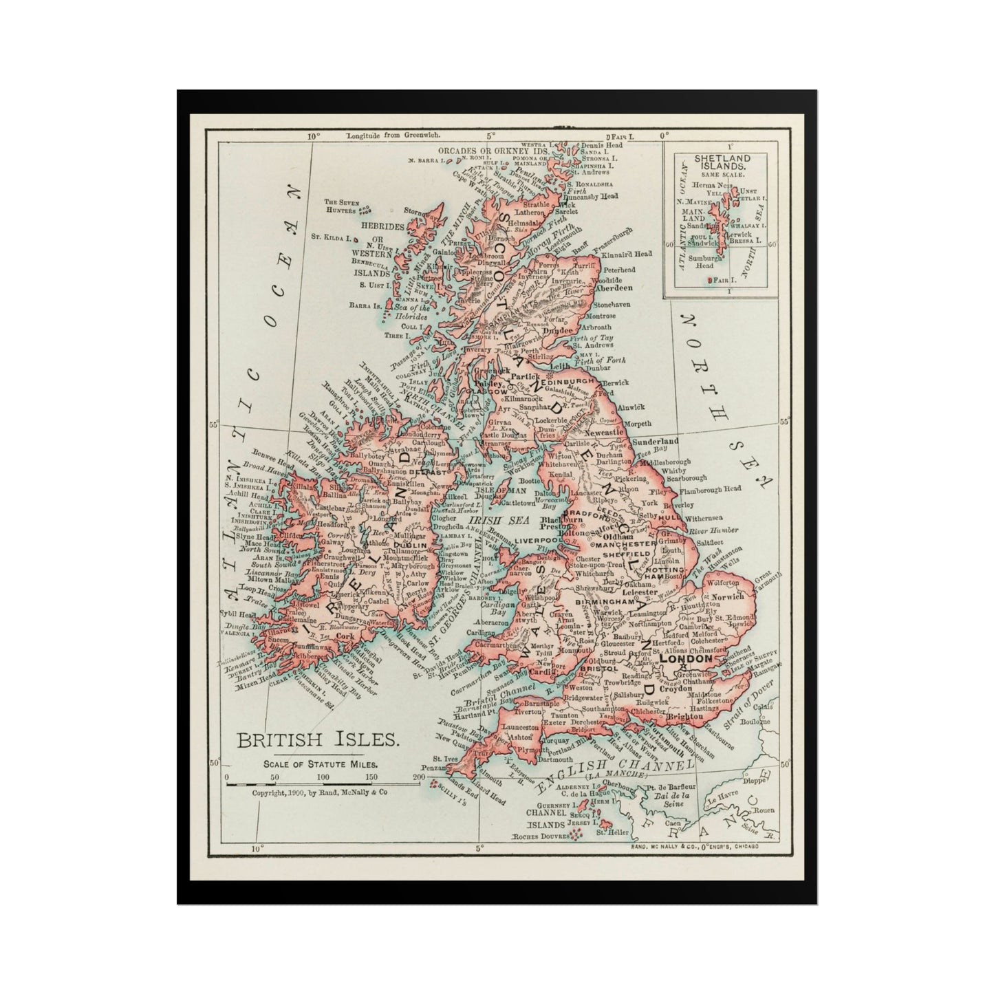 Vintage Map Poster - British Isles - Rolled Poster