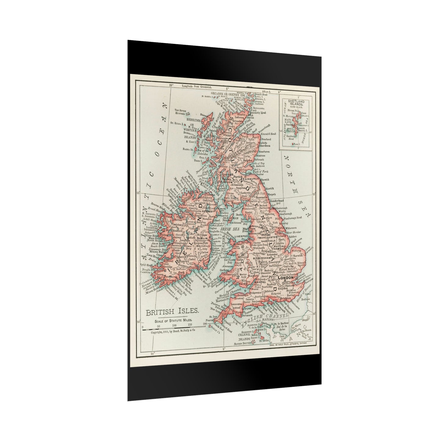 Vintage Map Poster - British Isles - Rolled Poster