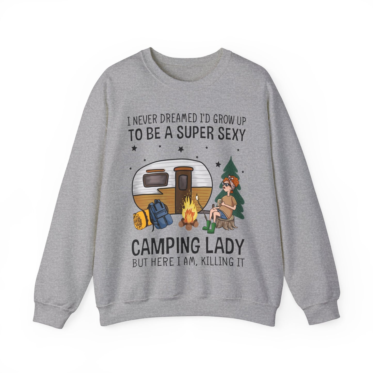 Super Sexy Camping Lady - Heavy Blend™ Crewneck Sweatshirt