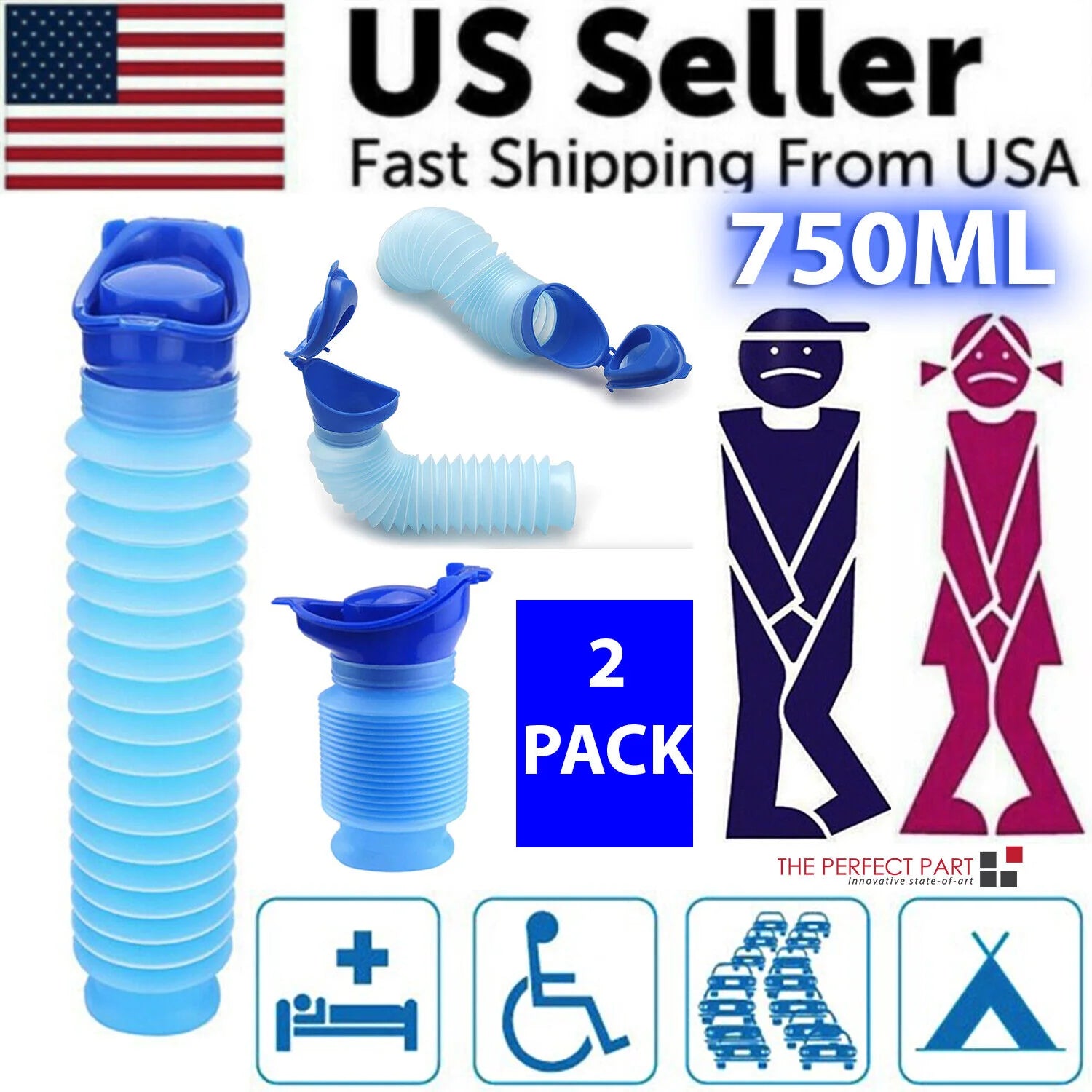 Unisex Portable Urinal Travel Camping Car Toilet Pee Bottle Emergency Kit