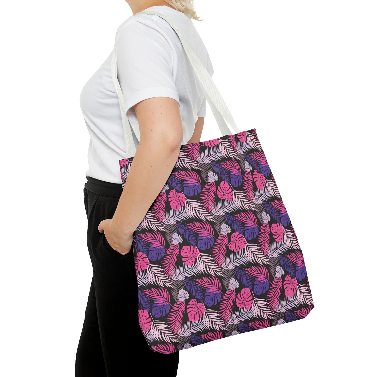 Pink and Purple Palm Leaves - Tote Bag