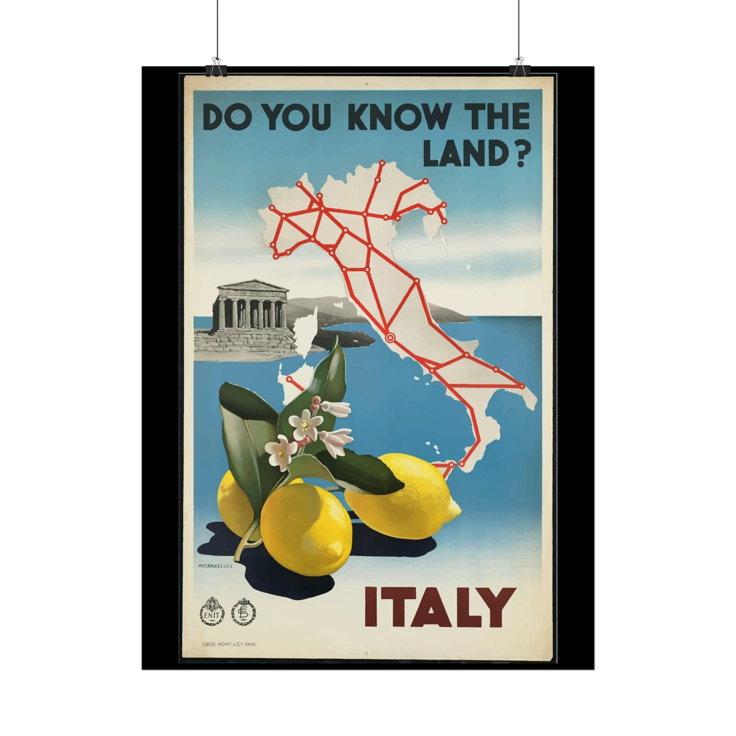 Vintage Travel Poster - Italy - Rolled Poster