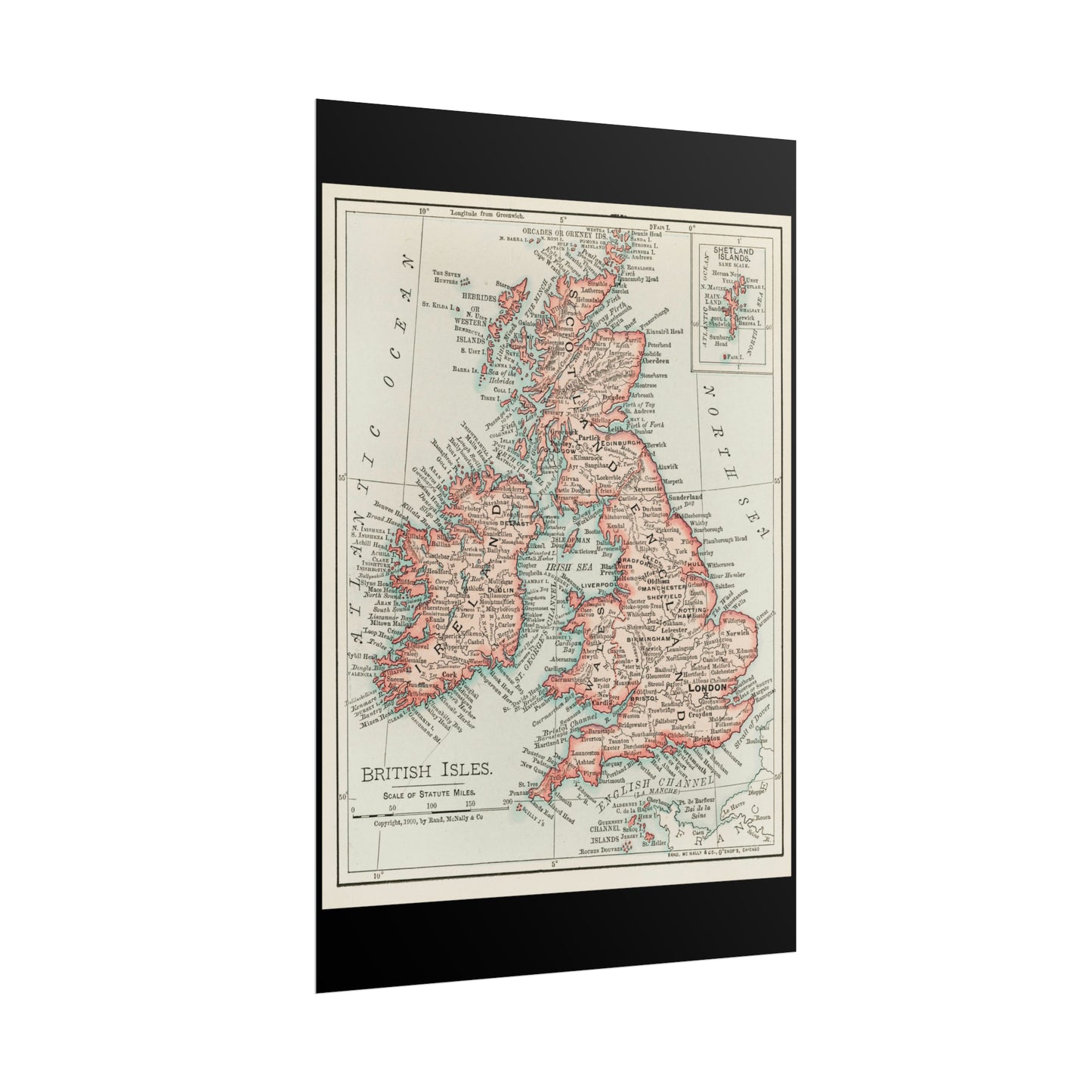 Vintage Map Poster - British Isles - Rolled Poster