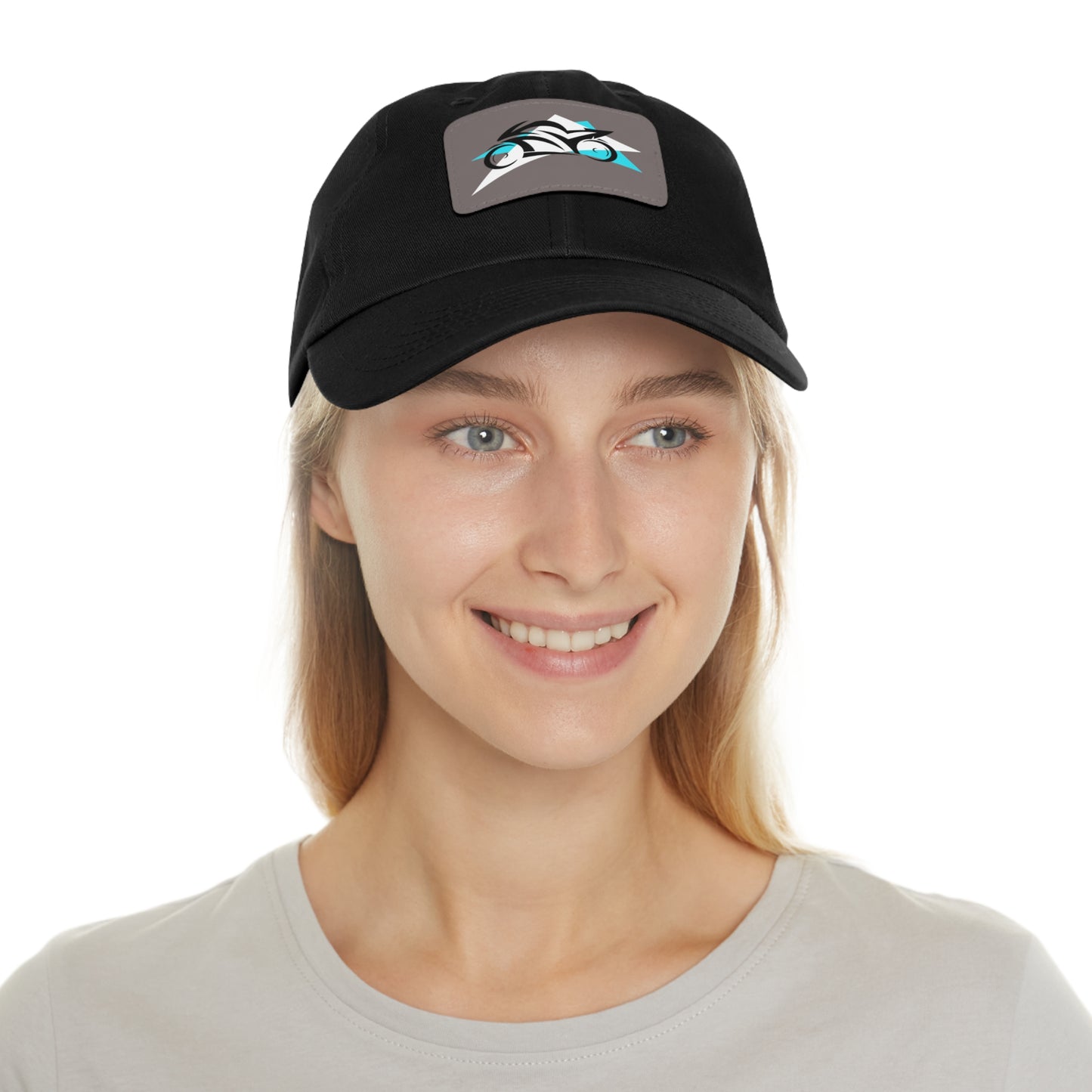 Black Sportbike - Hat with Rectangle Leather Patch