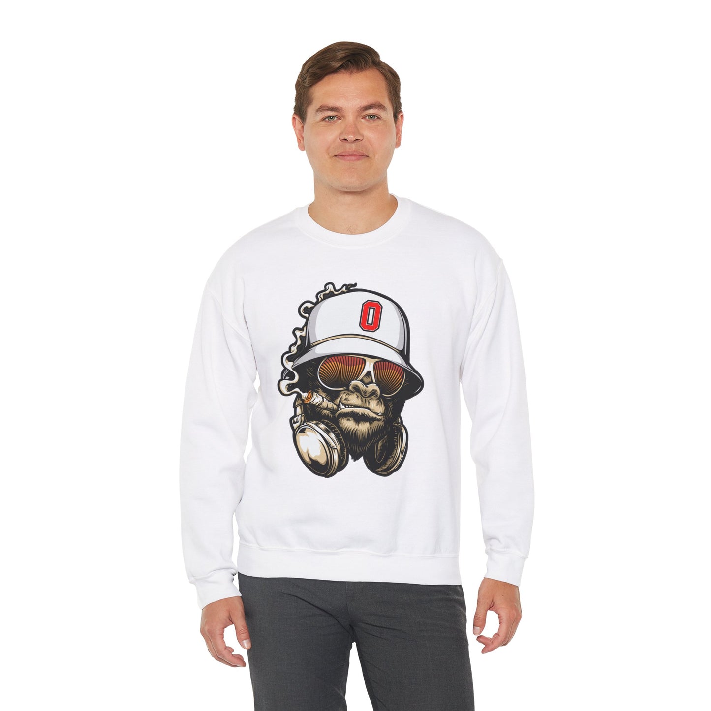 Gorilla Smoking (O) - Heavy Blend™ Crewneck Sweatshirt