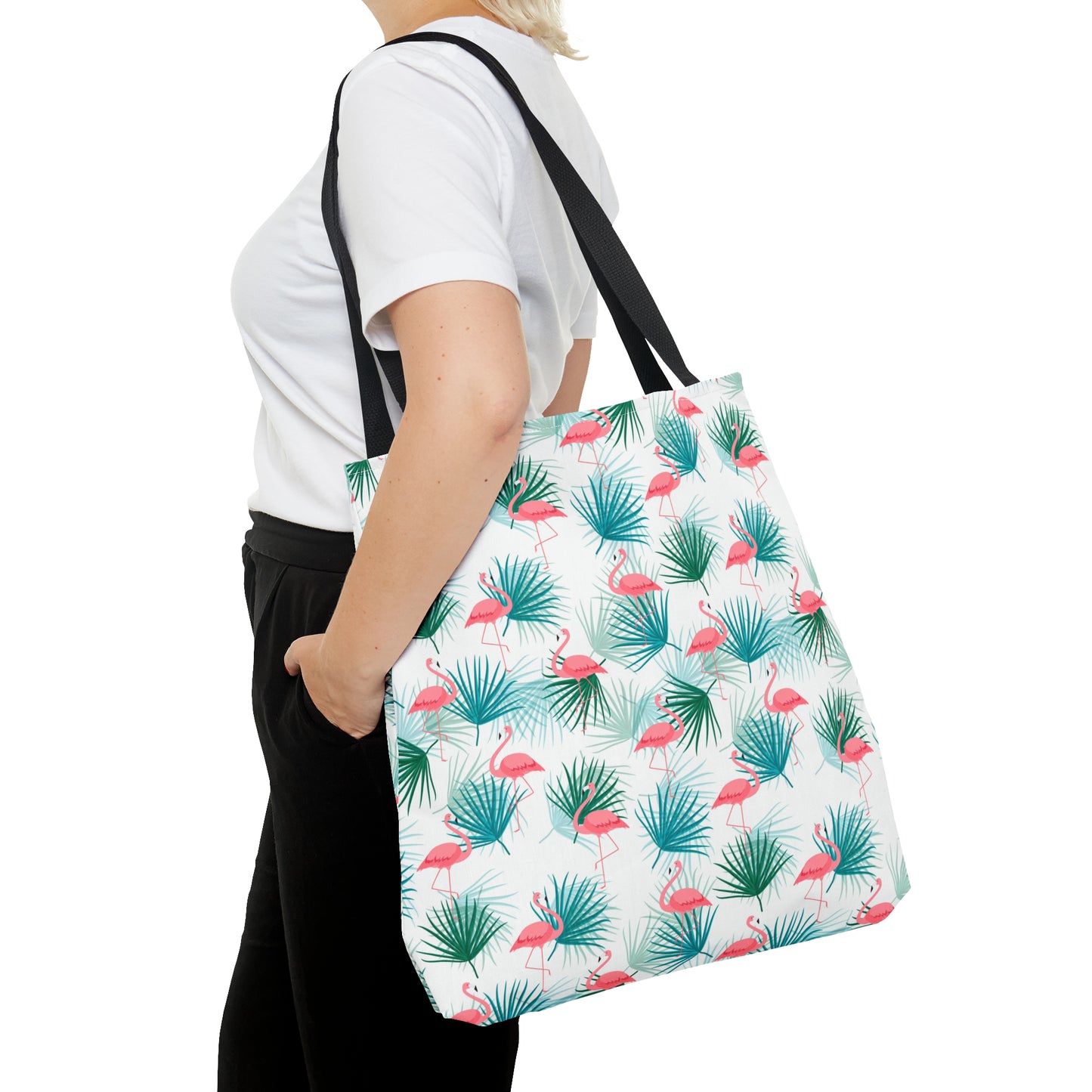 Pink Flamingos and Palms - Tote Bag