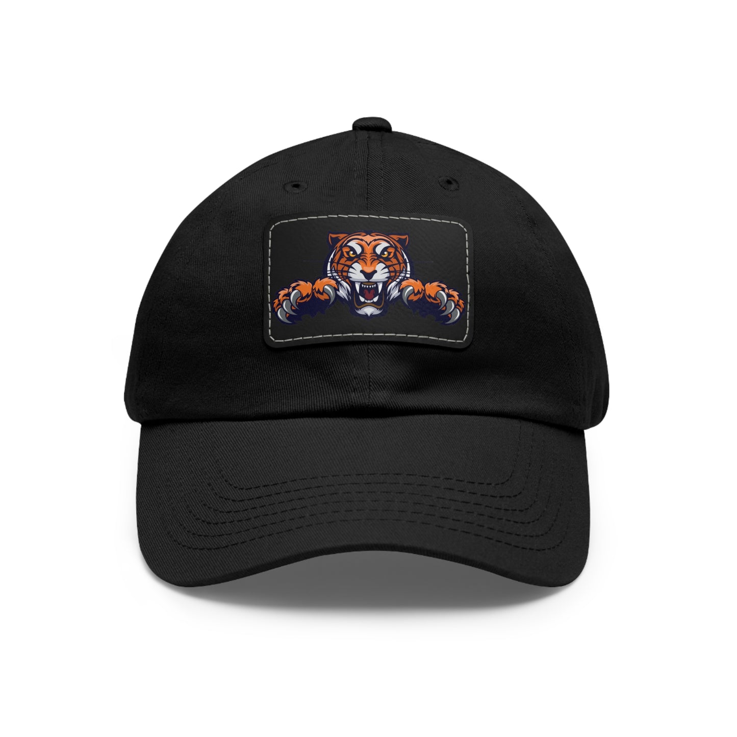 Tiger Pouncing - Hat with Rectangle Leather Patch