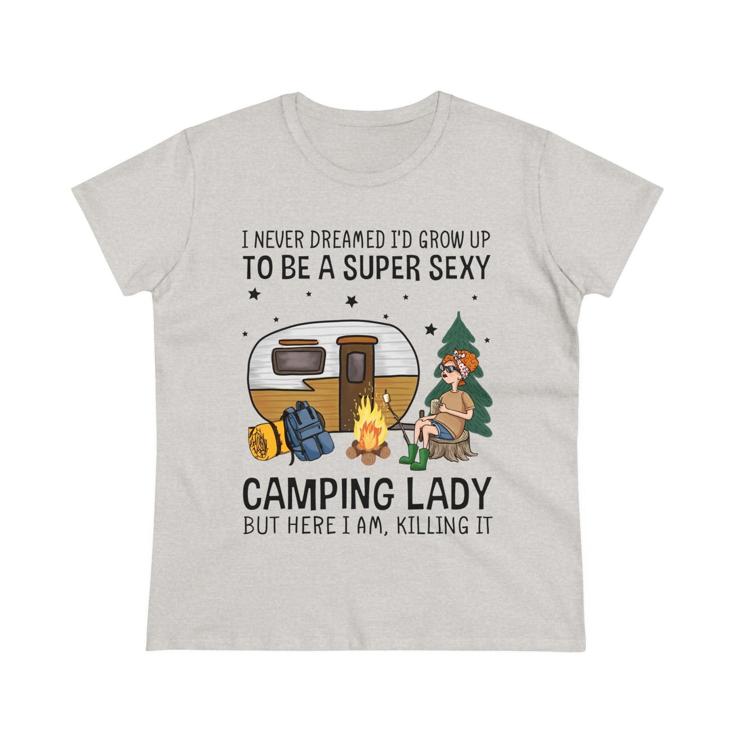 Super Sexy Camping Lady - Women's Midweight Cotton Tee