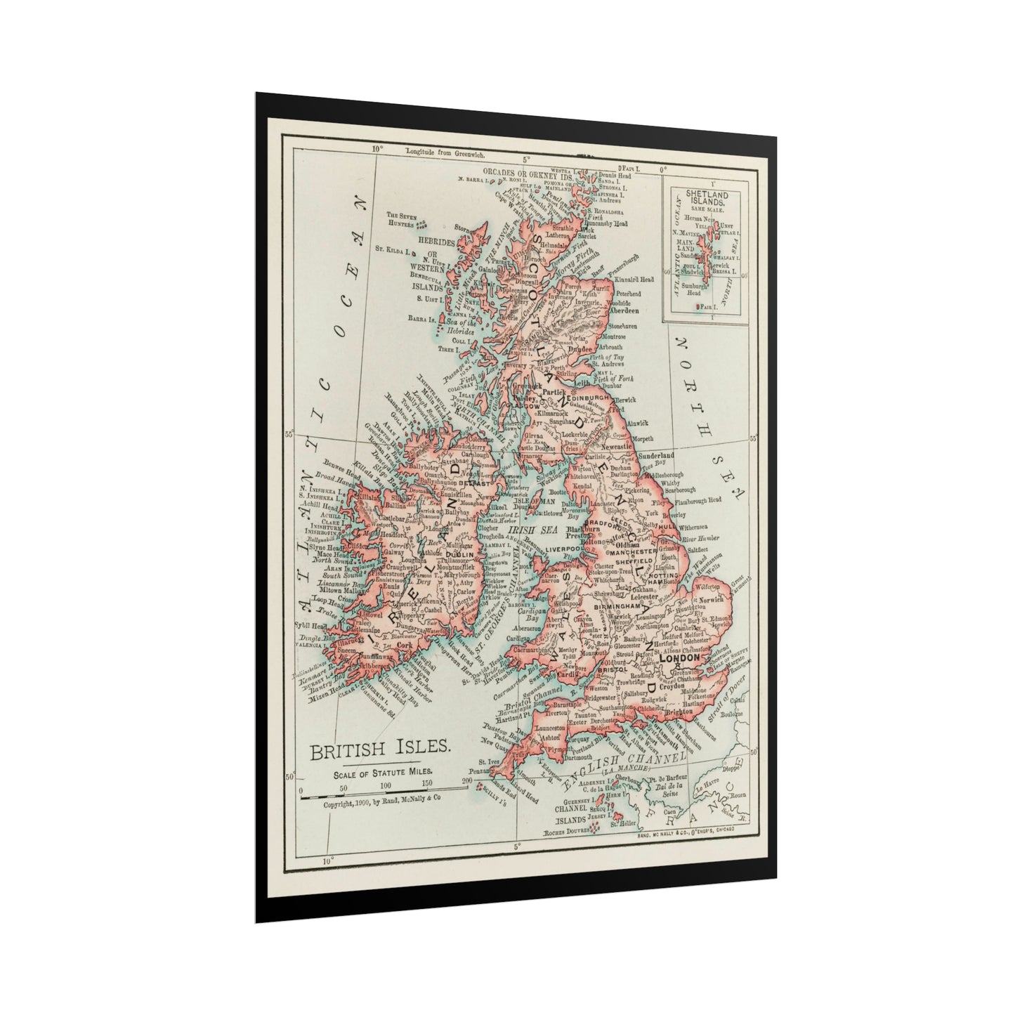 Vintage Map Poster - British Isles - Rolled Poster