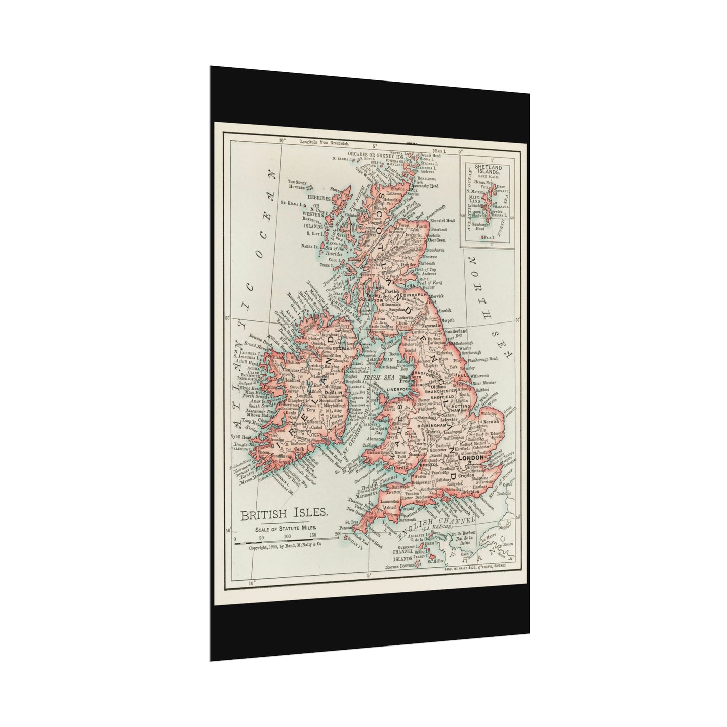 Vintage Map Poster - British Isles - Rolled Poster