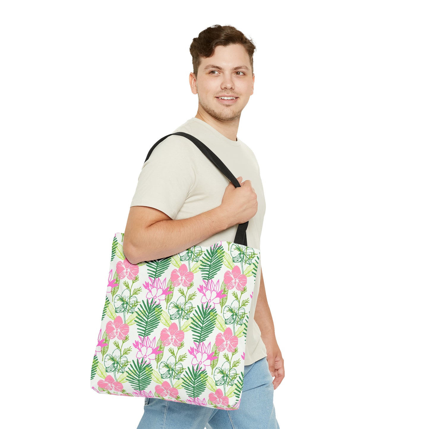 Pink and Green Tropical Print - Tote Bag