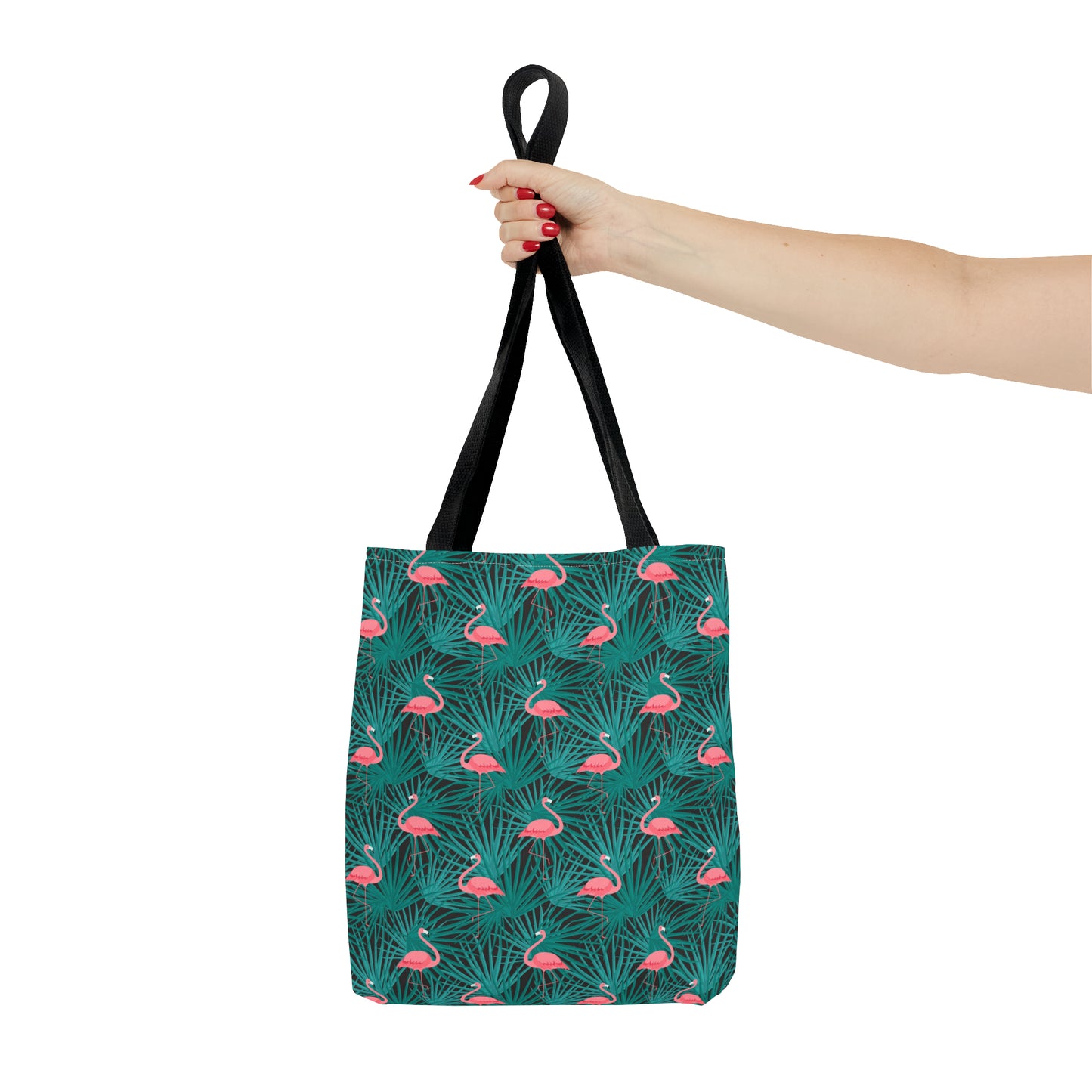 Pink Flamingos and Green Palms - Tote Bag