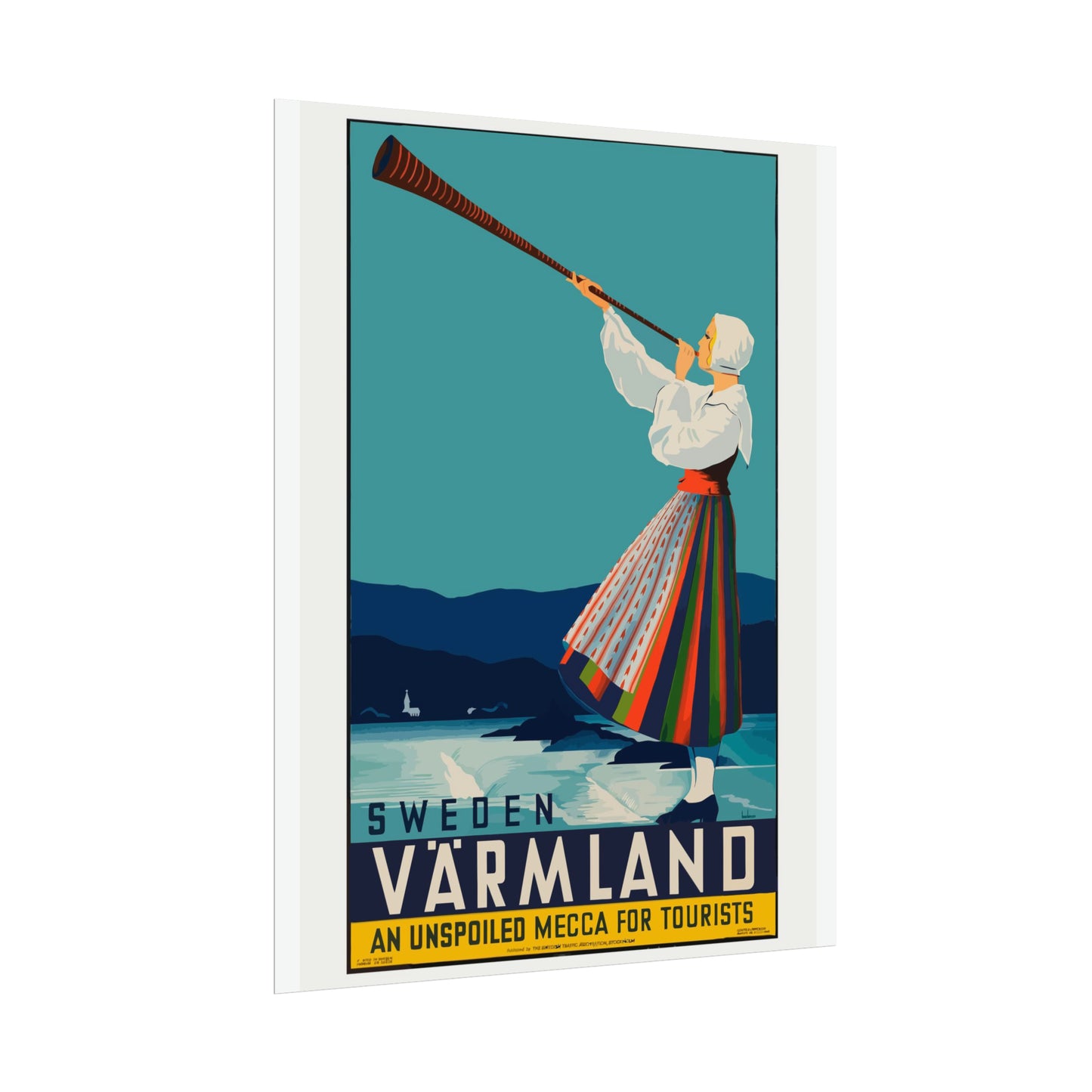 Vintage Travel Poster - Sweden - Rolled Poster