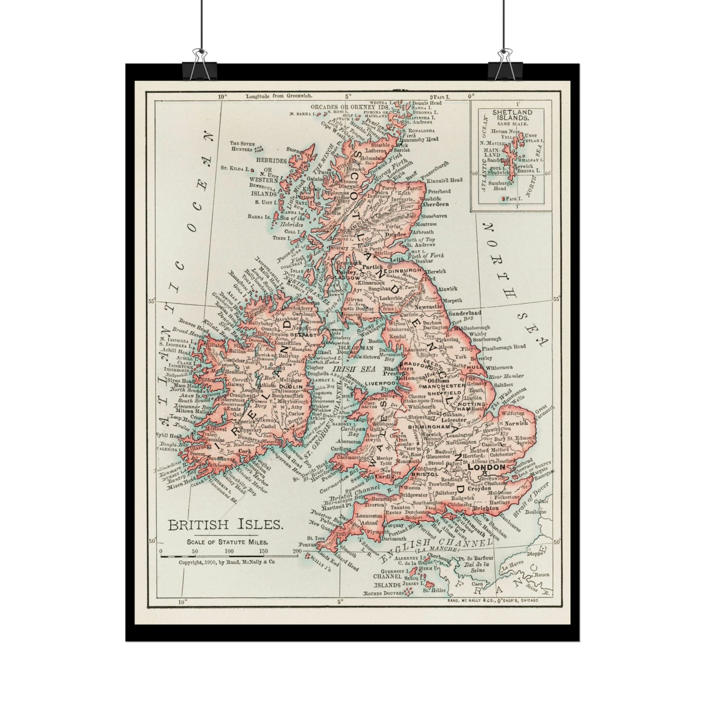 Vintage Map Poster - British Isles - Rolled Poster