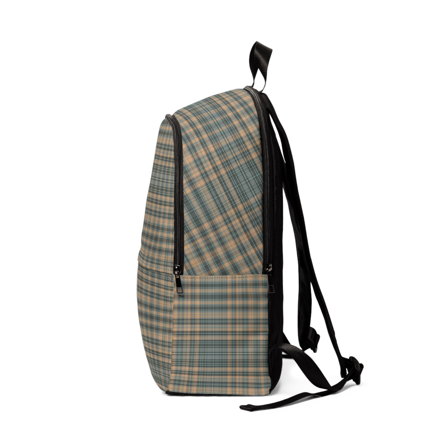 Blue and Tan Plaid- Fabric Backpack