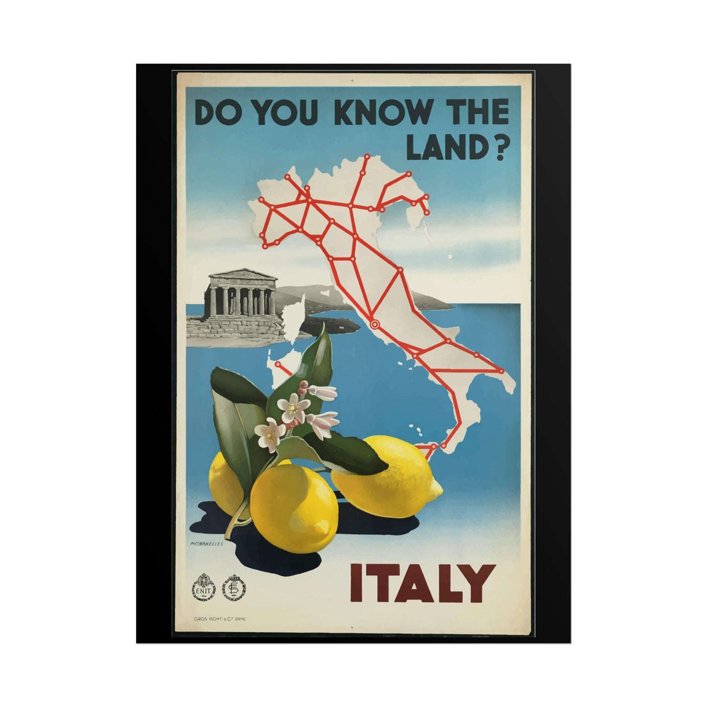 Vintage Travel Poster - Italy - Rolled Poster