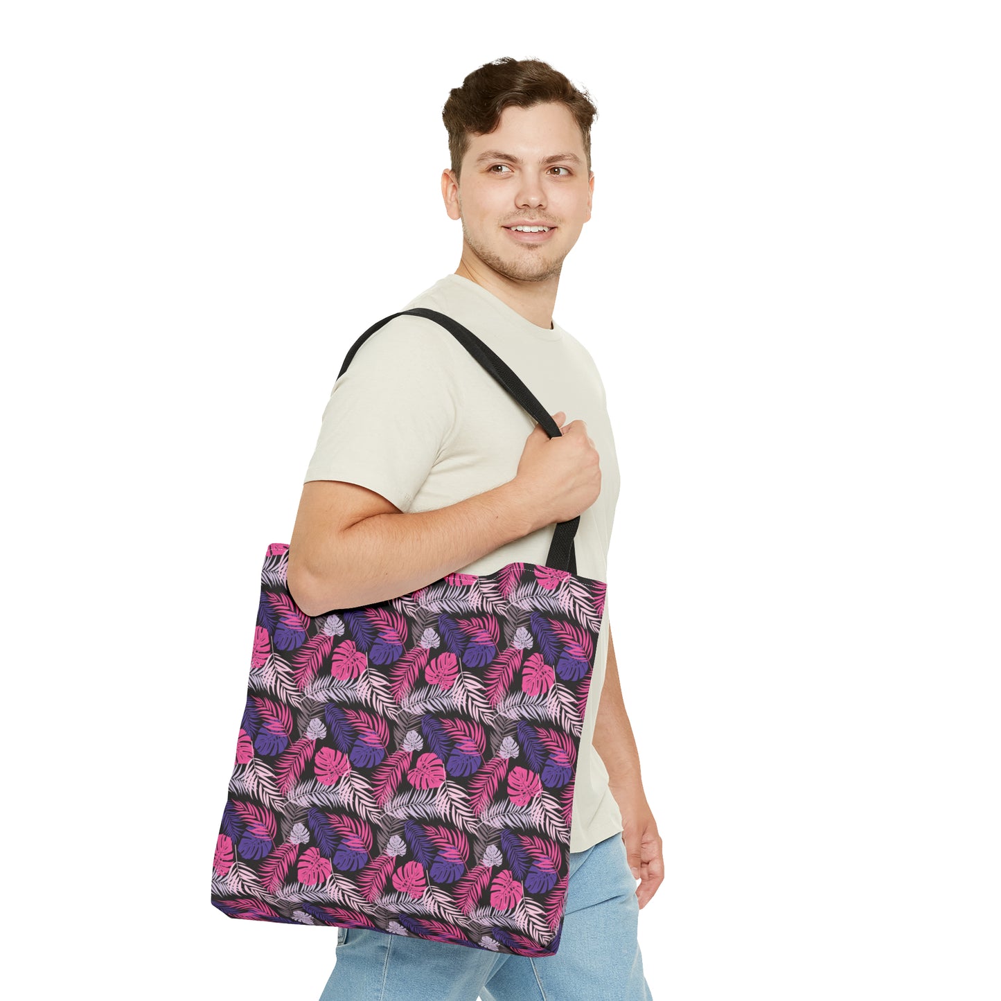 Pink and Purple Palm Leaves - Tote Bag