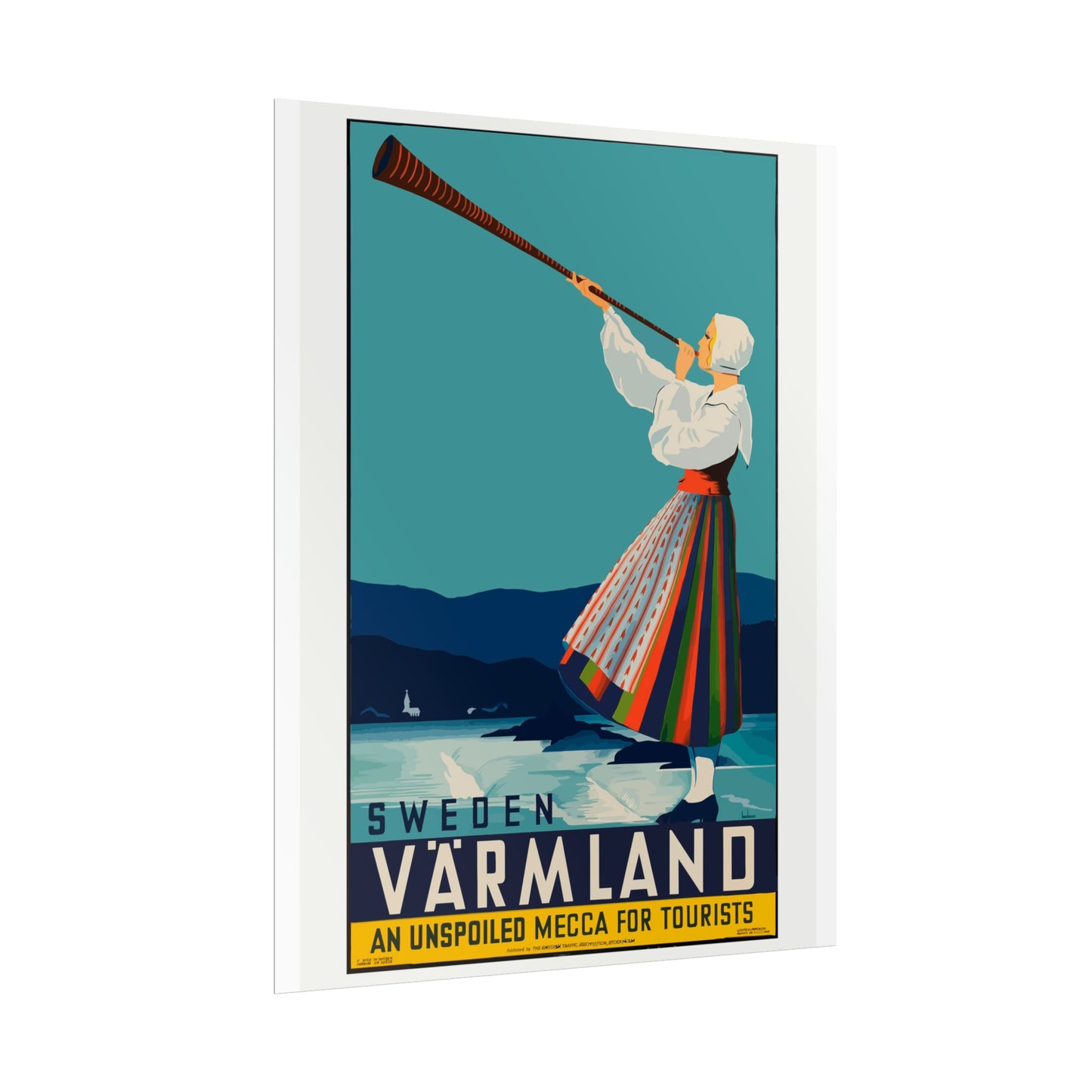 Vintage Travel Poster - Sweden - Rolled Poster