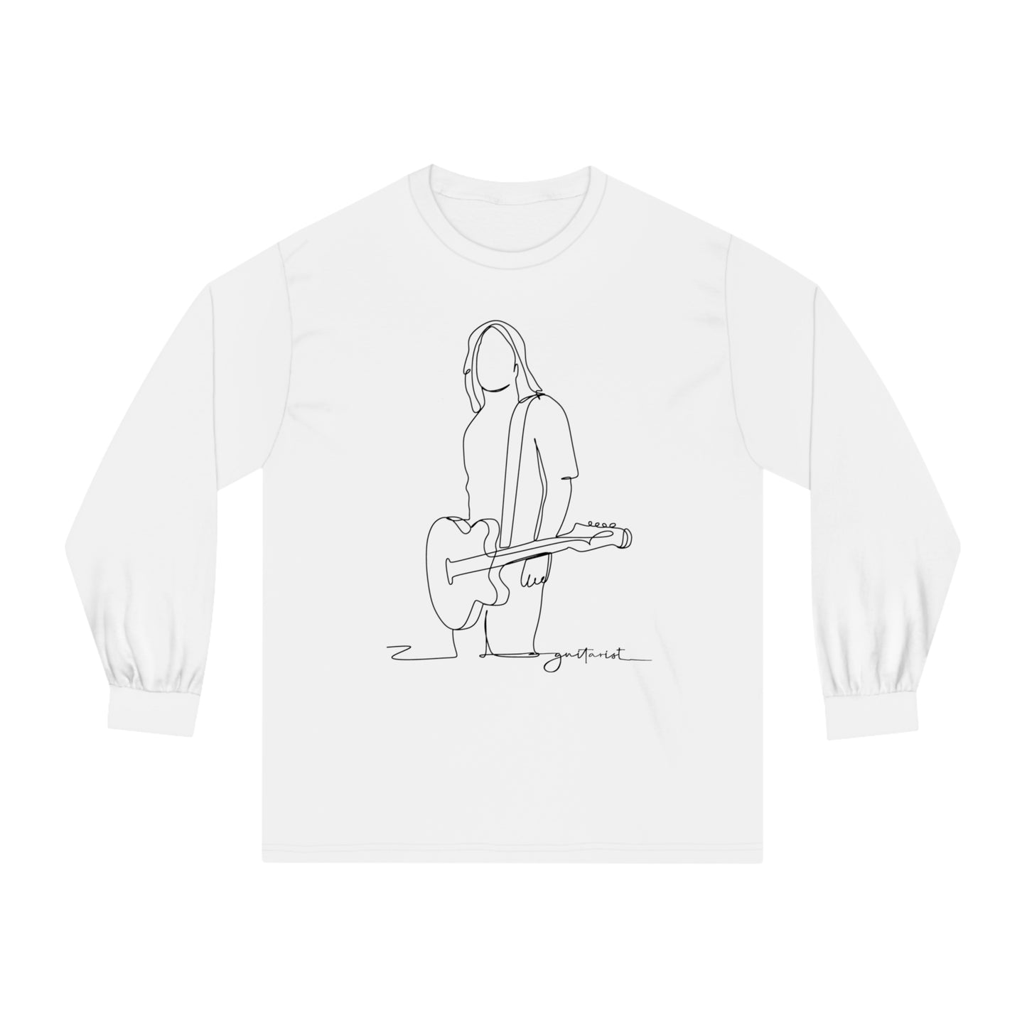 Guitarist Line Drawing - Classic Long Sleeve T-Shirt