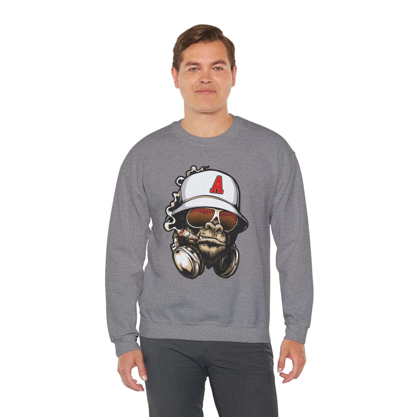 Gorilla Smoking (A) - Heavy Blend™ Crewneck Sweatshirt