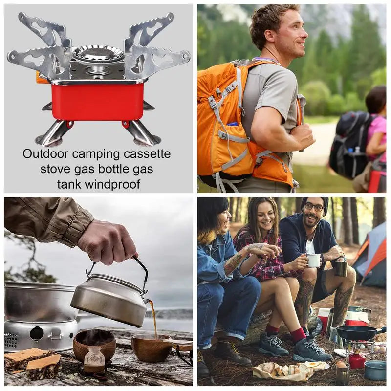 6800W Windproof Foldable Camping Gas Stove - Portable Outdoor Cooking Burner for Travel, Camping, and Hiking