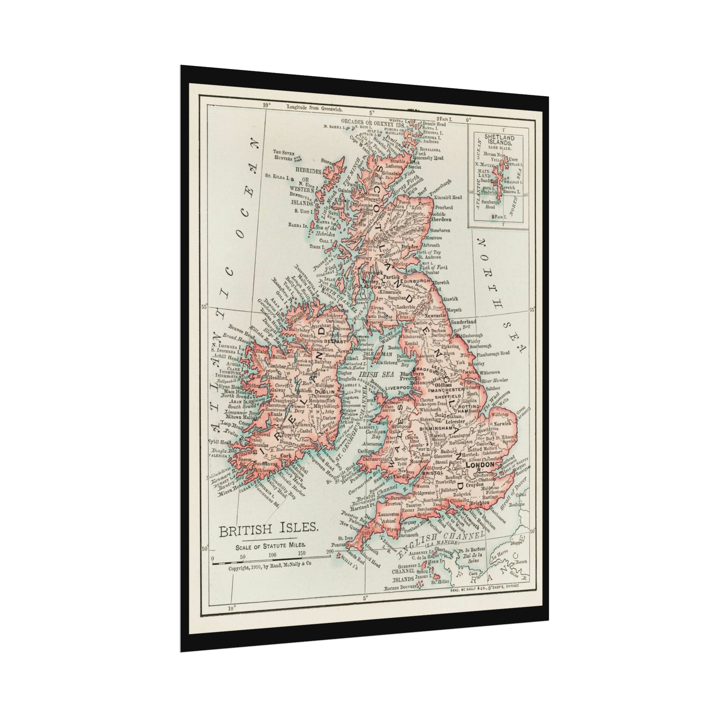 Vintage Map Poster - British Isles - Rolled Poster