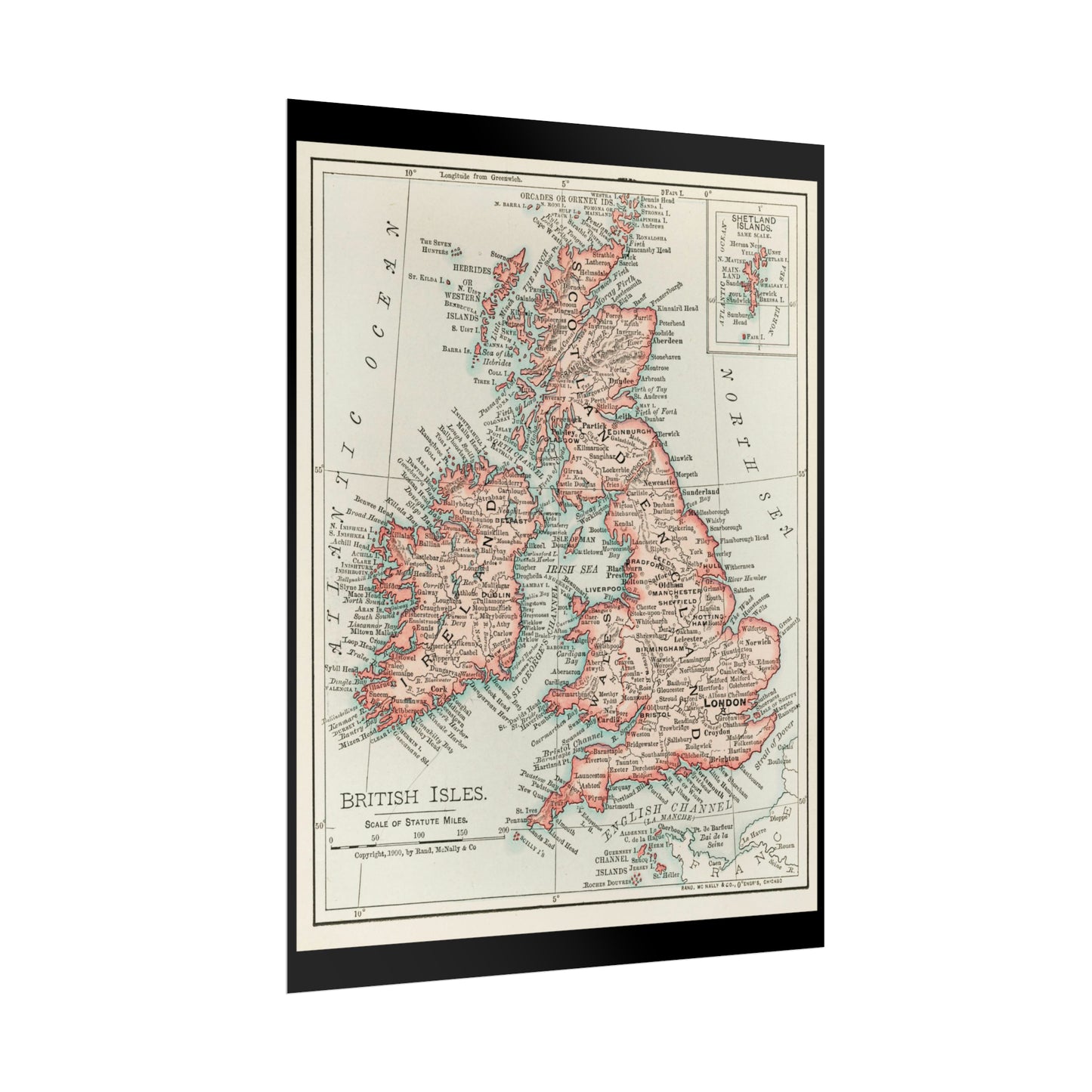 Vintage Map Poster - British Isles - Rolled Poster