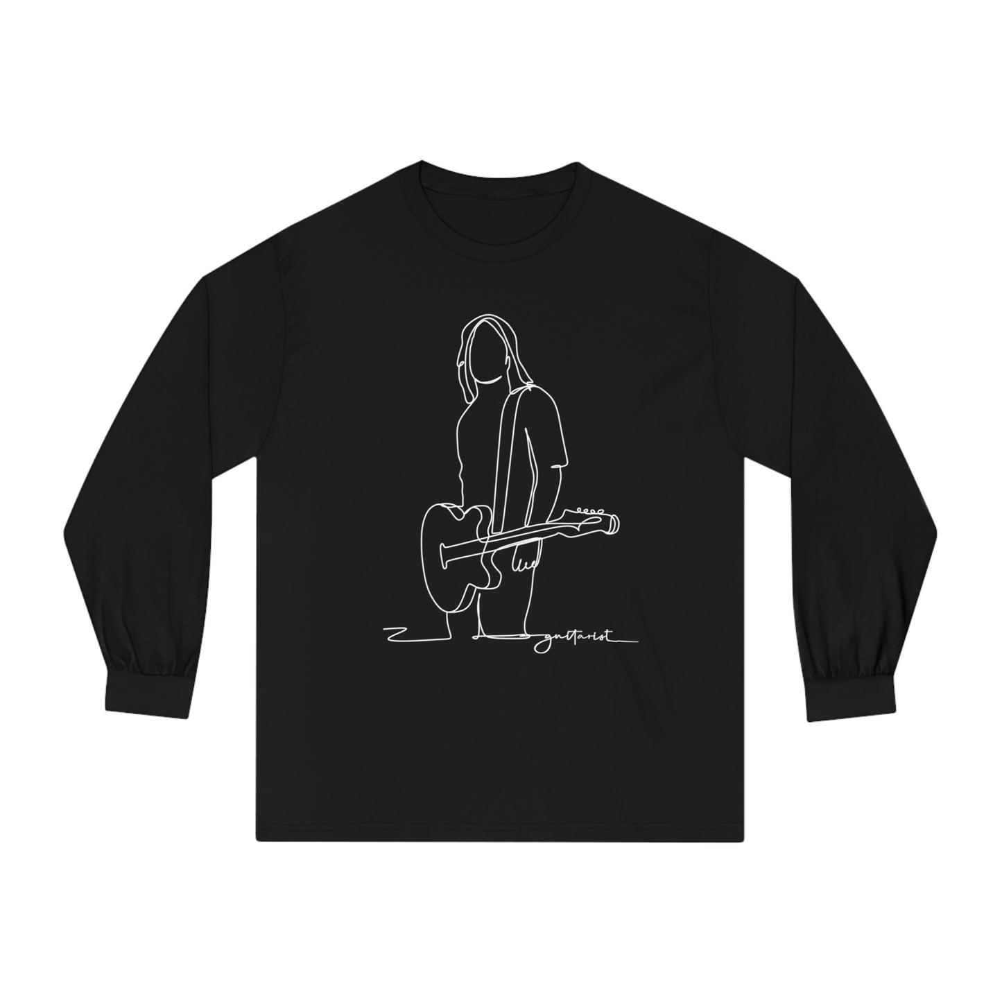 Guitarist Line Drawing - Classic Long Sleeve T-Shirt