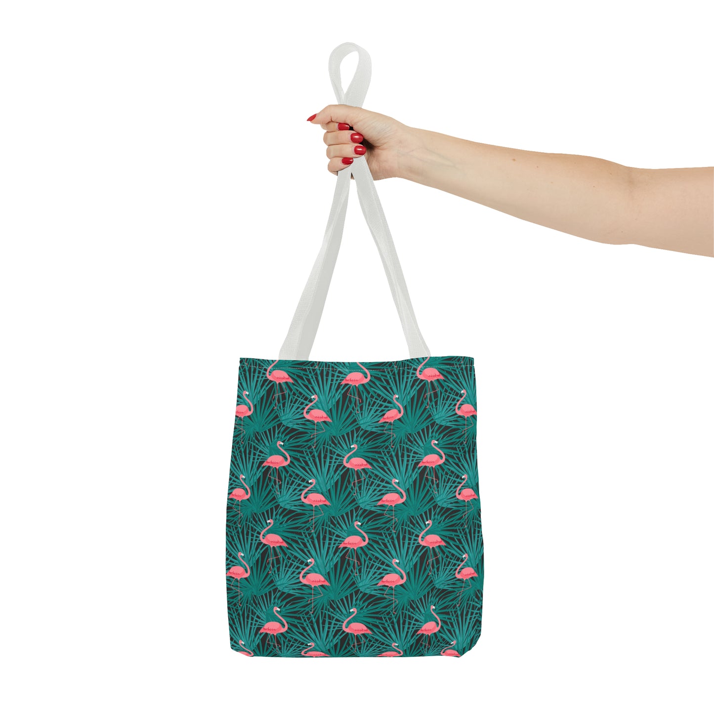 Pink Flamingos and Green Palms - Tote Bag