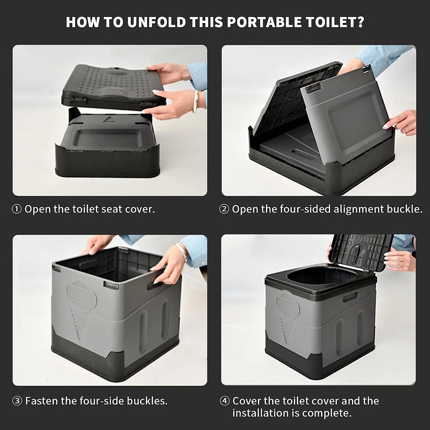 Portable Folding Camping Toilet - Waterproof Travel Potty for Home, Camping, Hiking, Boating, Long Trips, and Beach Use