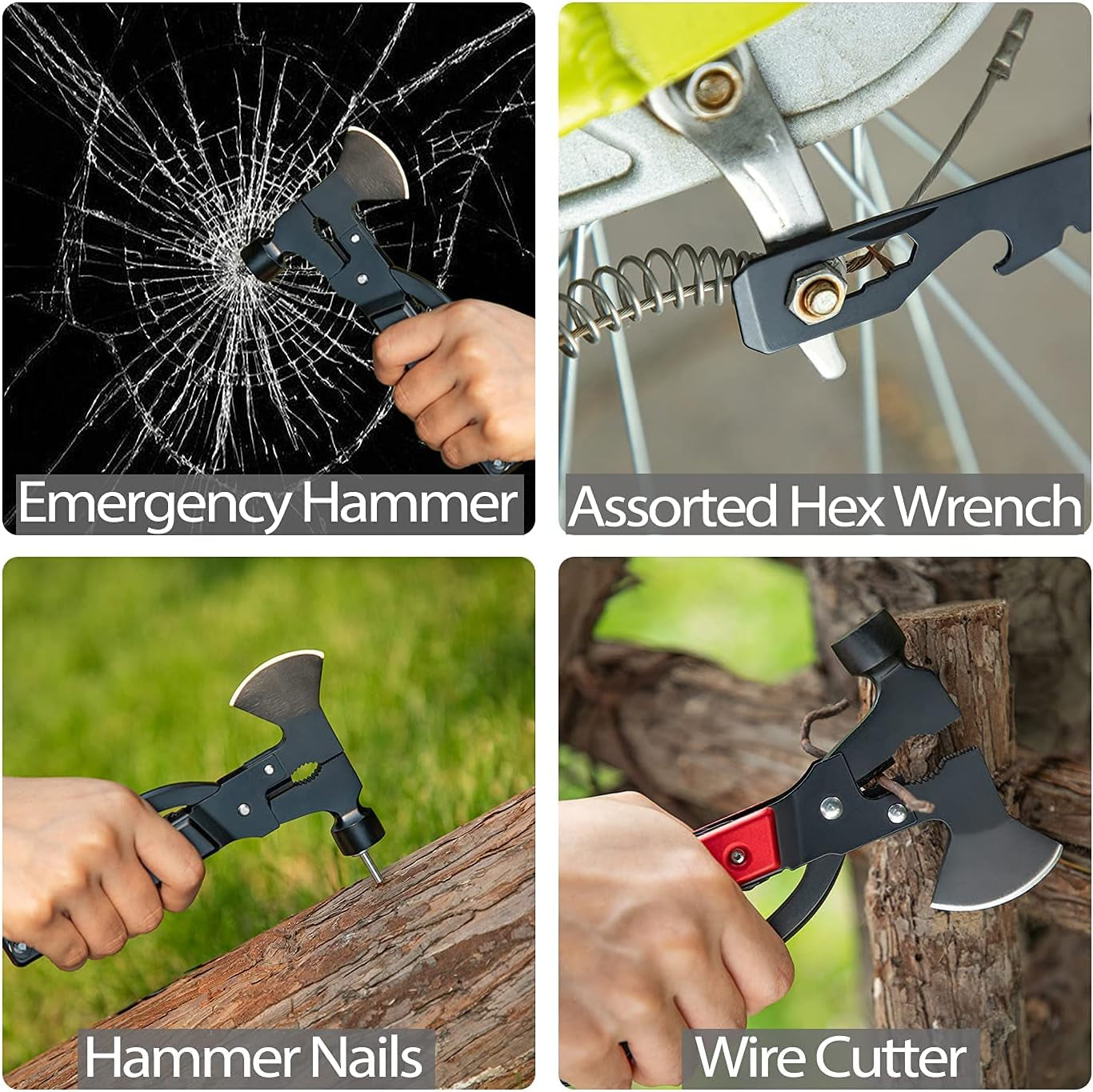 14-in-1 Multitool Camping Gear: Outdoor Hatchet, Axe, Hammer, Saw, Pliers & Knife  