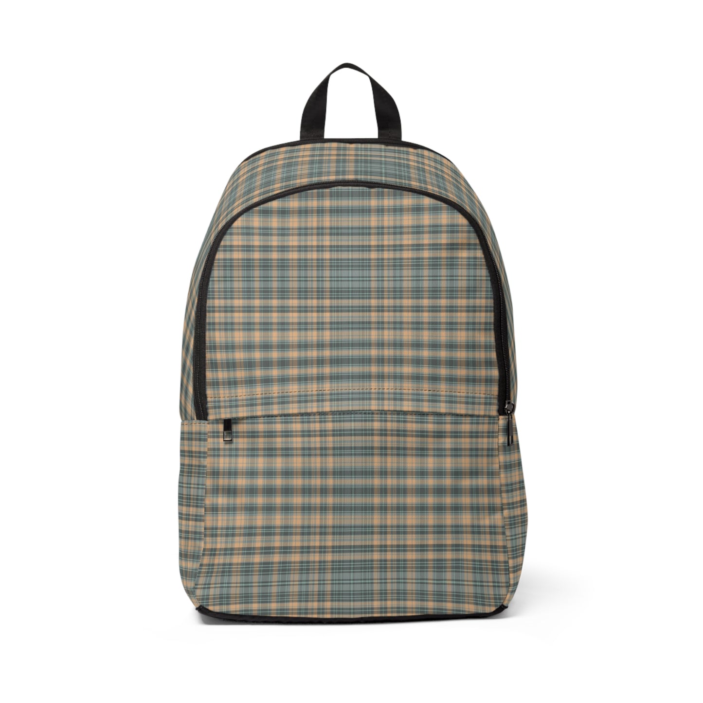 Blue and Tan Plaid- Fabric Backpack